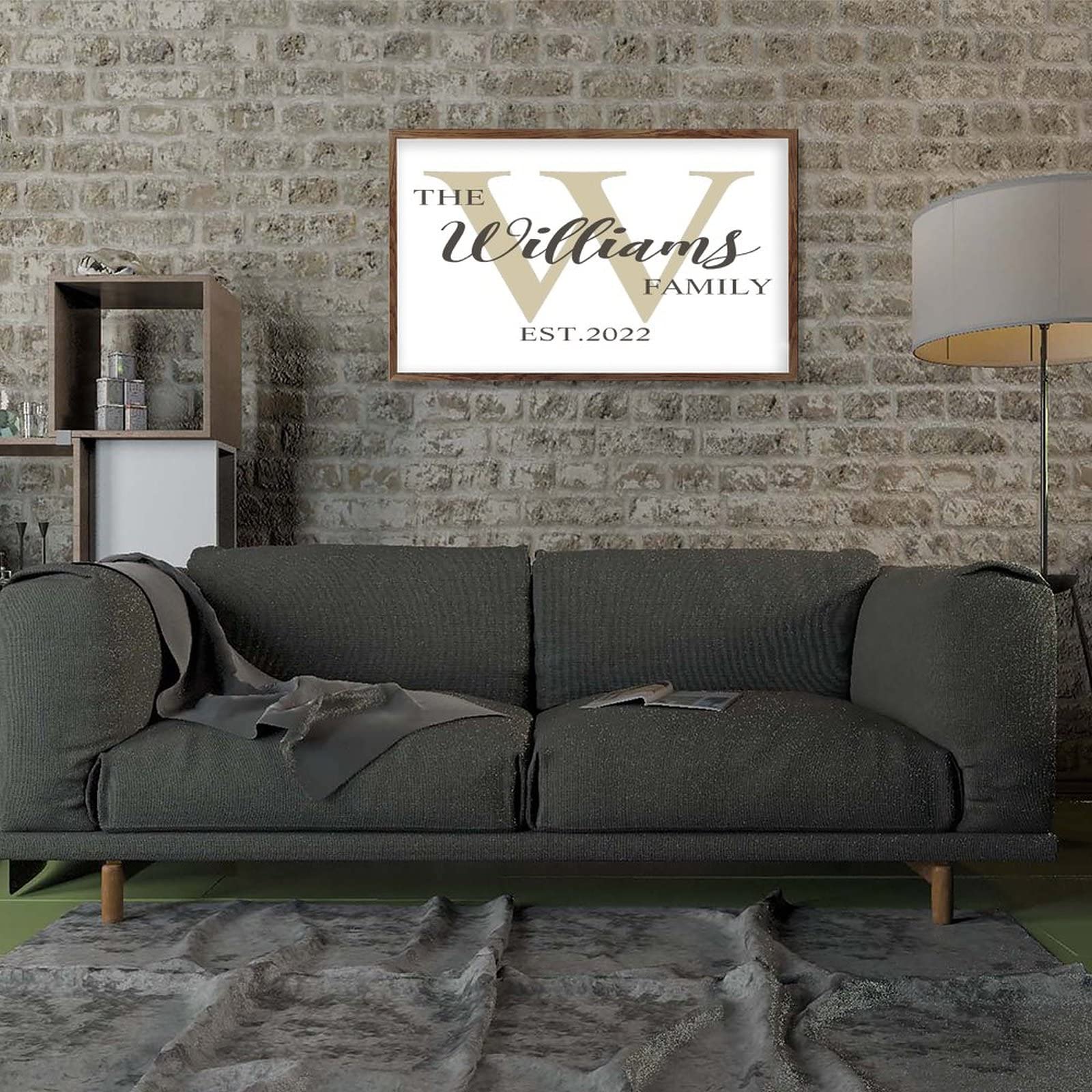 by Unbranded Letreros de madera con cita para la pared con nombre de familia, marco de madera, 12 x 22 pulgadas, placa decorativa de madera para decoración del hogar