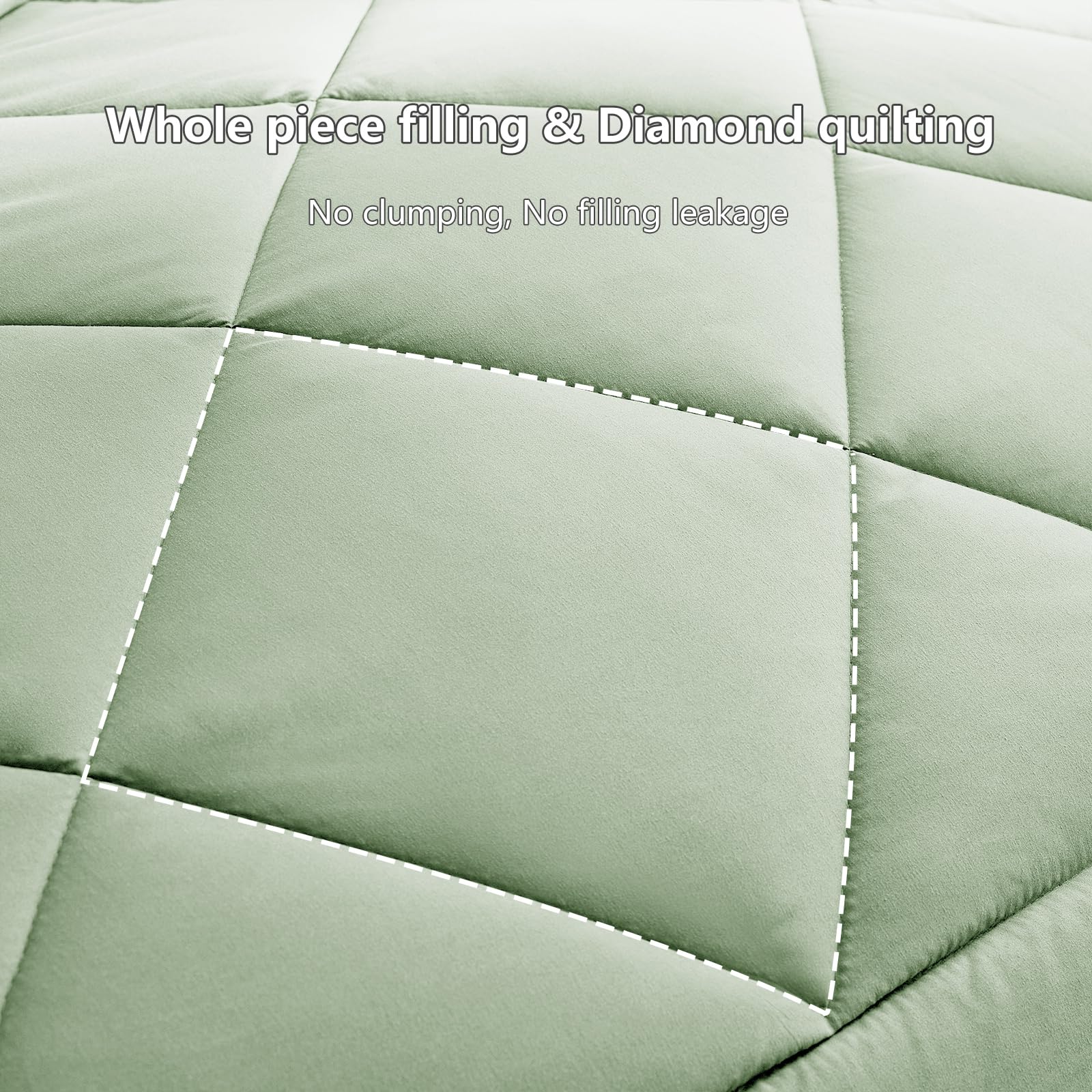 WAVVE Piumino Letto Matrimoniale 4 Stagioni 220x240 - Piumone Autunnale Invernale 220 x 240 cm - Coperta Trapunta 240x220 di Microfibra Sintetico, Verde