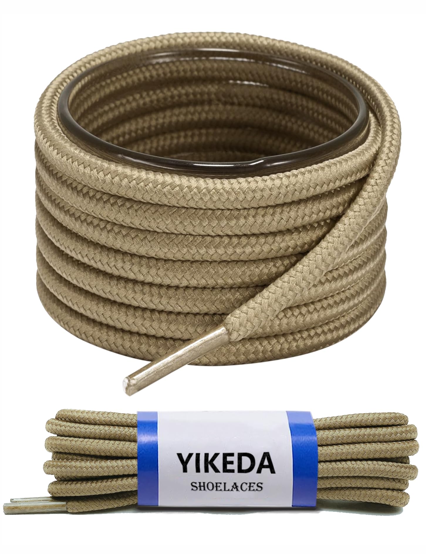 YIKEDACotton Boot Shoelaces - Strong Round Laces for Working, Hiking, and Trekking Boots