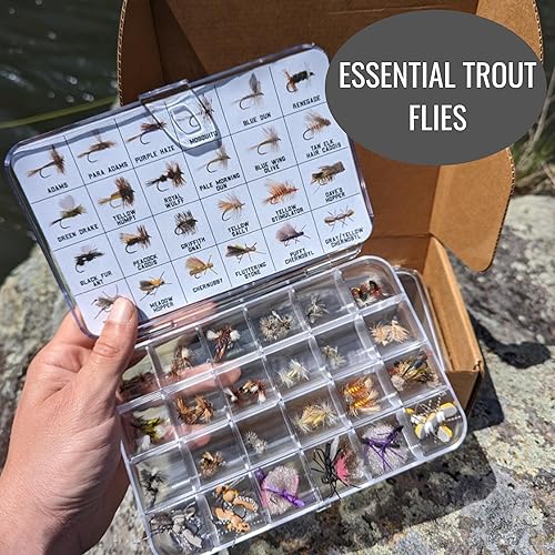 Miniatura 7 de Smitty's Fly Box - Caja de trucha - Moscas de trucha premium - Surtido de moscas secas, ninfas, ninfas euro, estimuladores, buggers lanudos y