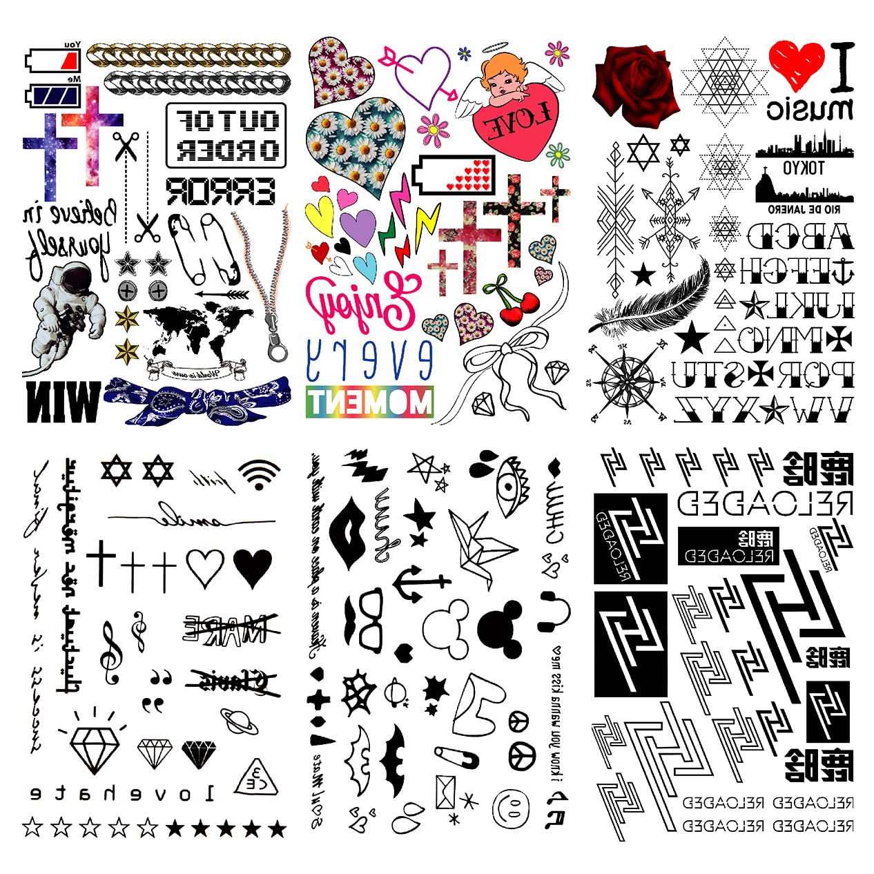 Buy PADOUN Cute Tiny Tattoos Temporary, 6Sheet Waterproof Temporary