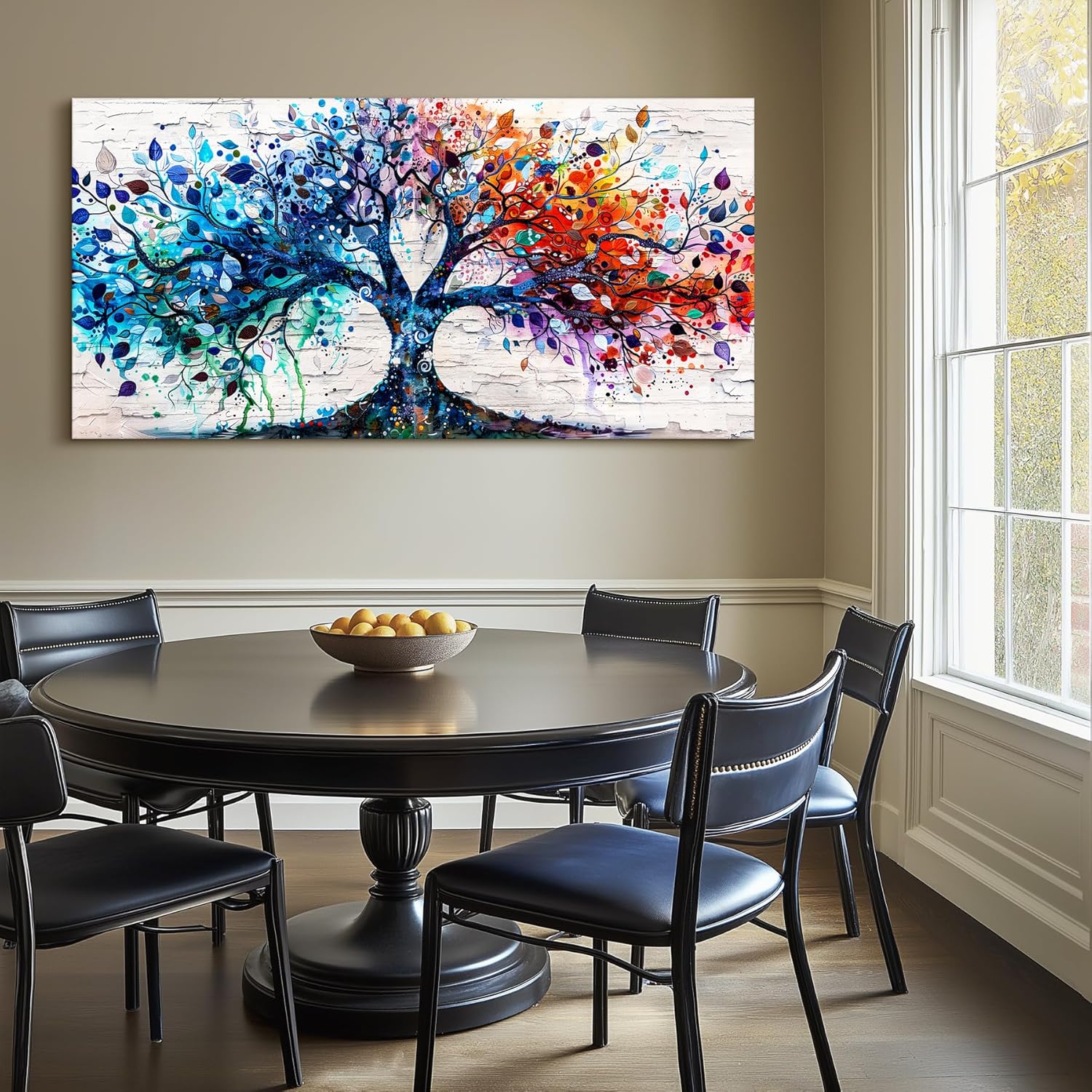 SERIMINO Tree of Life Large Wall Art for Living Room, Colorful Tree Abstract Graffiti Canvas Prints, Nature Botanical Spiritual Artwork for Walls, Modern Office Decorations, Bedroom Wall Decor 29"X57"
