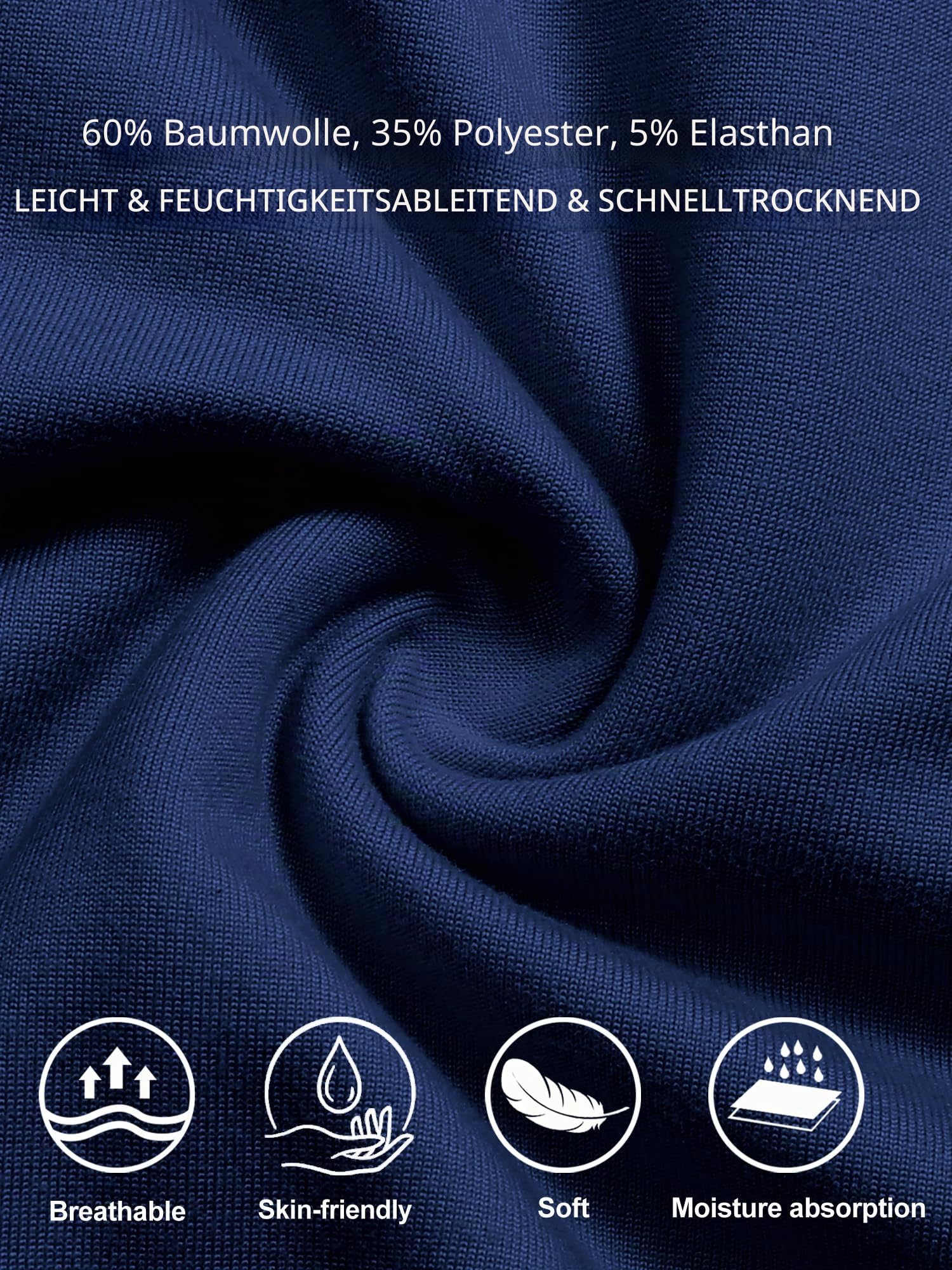Holure Herren 1er-/3er-/5er-Packung Baumwollhemden für Männer, langärmelige Rundhals-Casual-T-Shirts, Klassische Regular-Fit-Hemden, Basics für den Winter
