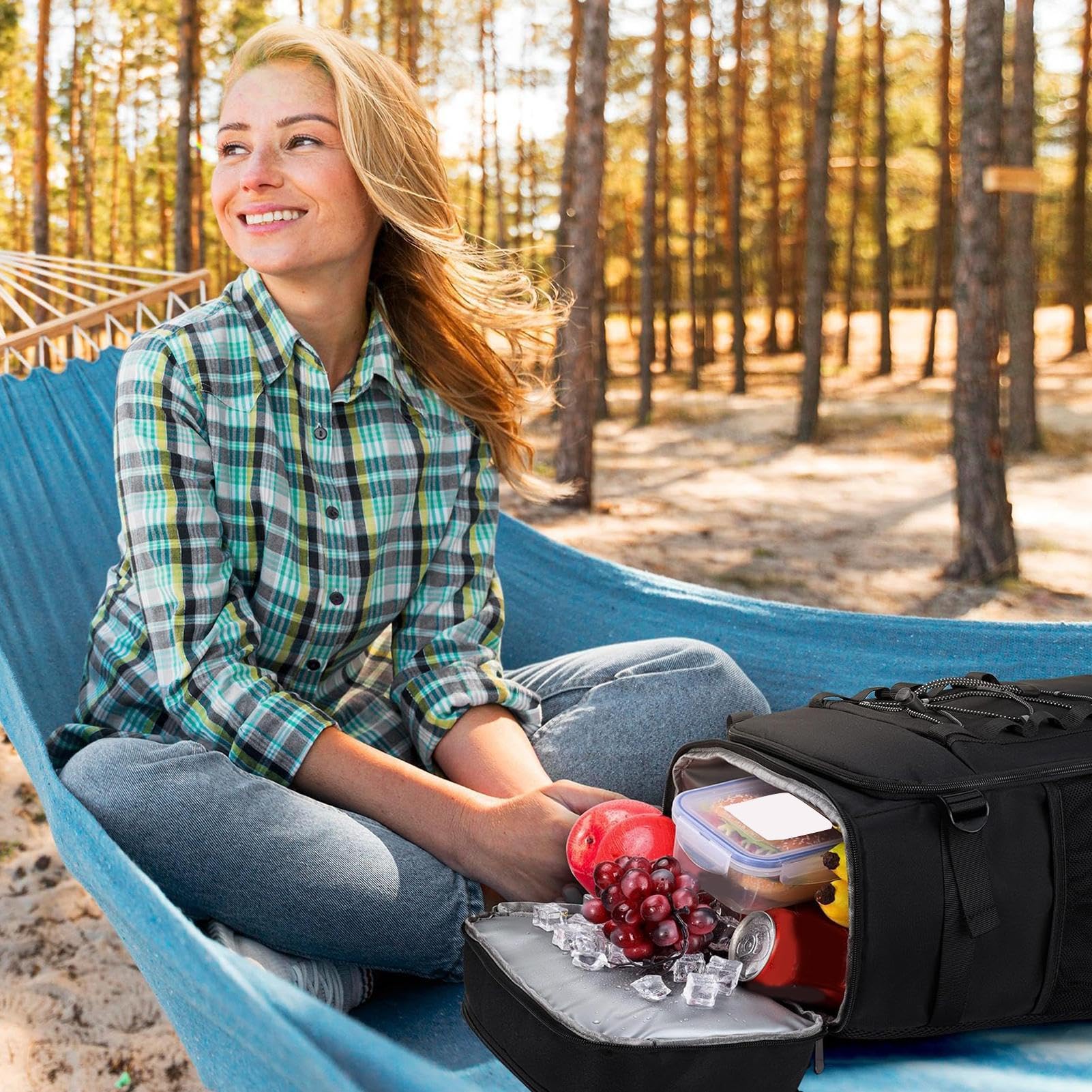 Zaino Frigo Termico Borsa Frigo Portatile Isolante | Zaino Frigo Morbido Uomo Donna per Pranzo Pesca Lavoro Viaggio Escursionismo Campeggio Scuola Picnic