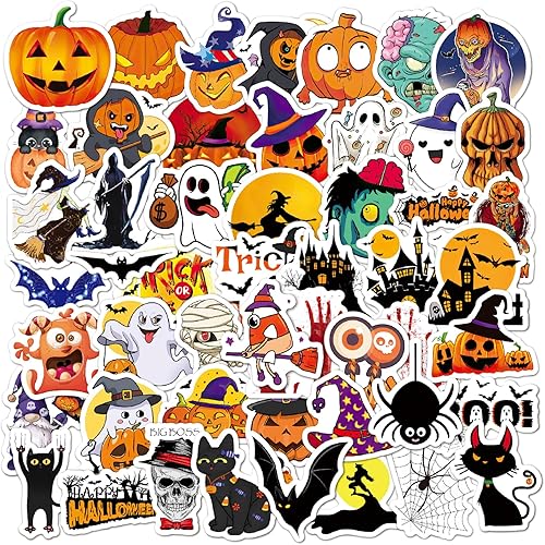Calcomanías de Halloween que no se repiten, recuerdos de fiesta de Halloween, vinilo impermeable, calcomanías de fiesta de vacaciones, regalos de