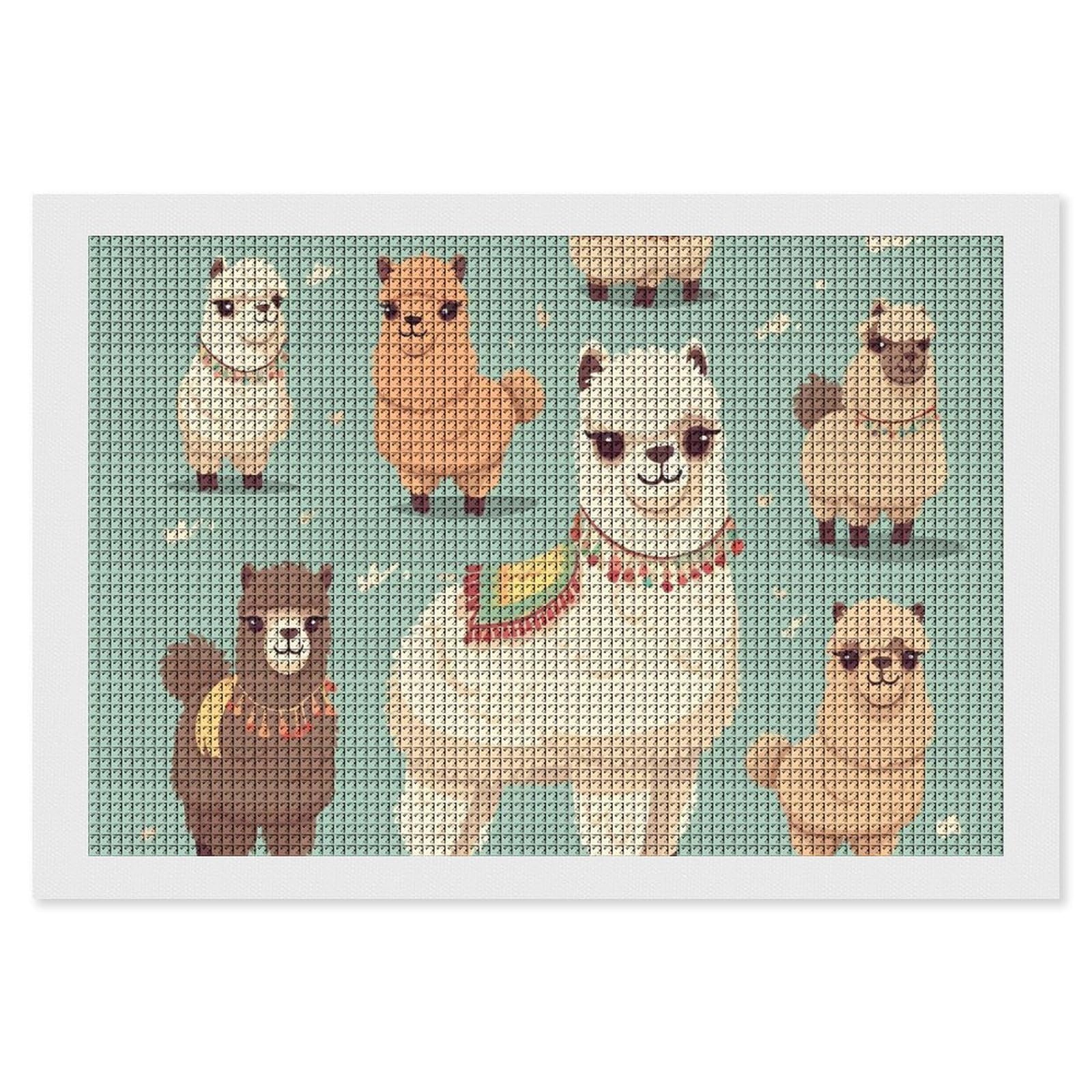 Alpacas Diamond Art Kits for Adults, DIY 5D Diamonds Painting Kits for Beginner, Round Full Drill Diamond Dots Painting, 8"x12" Diamonds Pictures Gem Art and Crafts Wall Decor