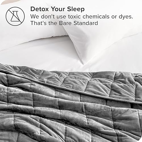 Miniatura 5 de Bare Home Manta con peso tamaño matrimonial o Queen de 12 libras (48 x 72 pulgadas) para adultos, forro polar Minky, manta pesada de primera