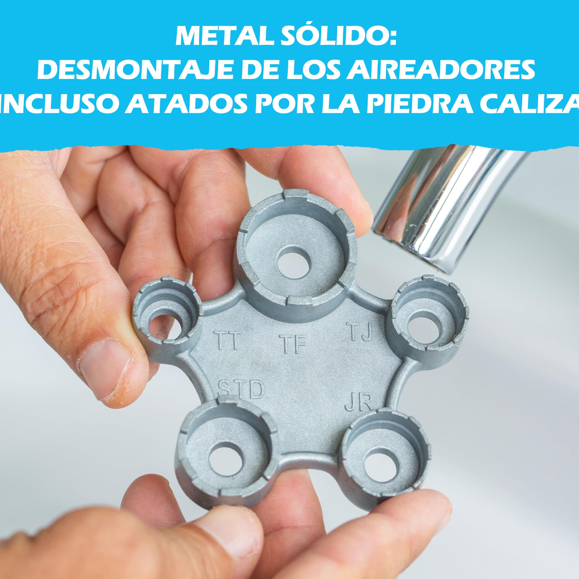 Llave universal para aireador/mousseur Caché TT, TJ, JR, STD, TF y grifo IKEA compatible. Llave de montaje y desmontaje compatible con Neoperl.
