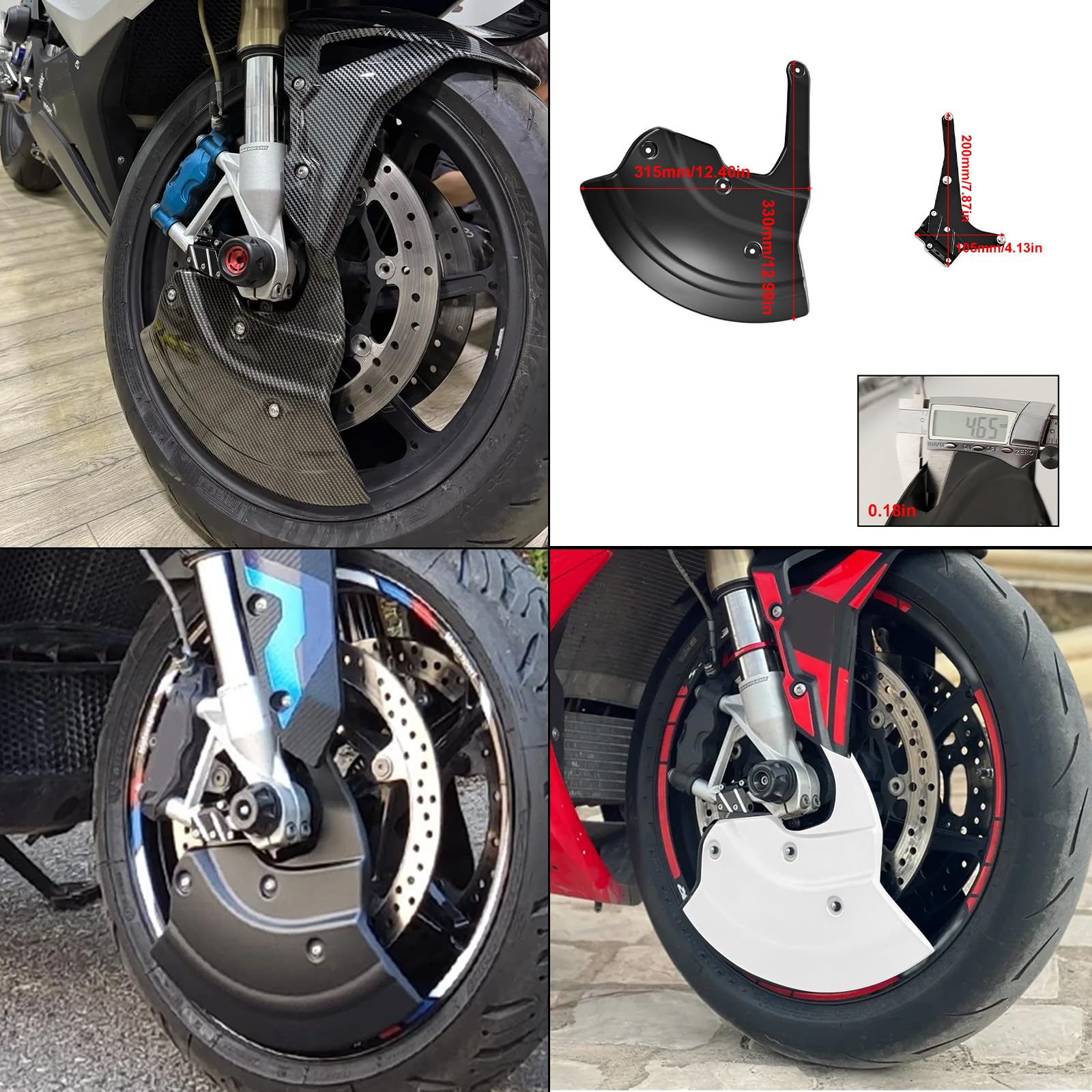 Osłona przedniego błotnika motocyklowego z włókna węglowego, kompatybilna z BMW S1000R S1000RR M1000RR S1000XR 2019-2025, ABS połysk tekstura węglowa (czarna)