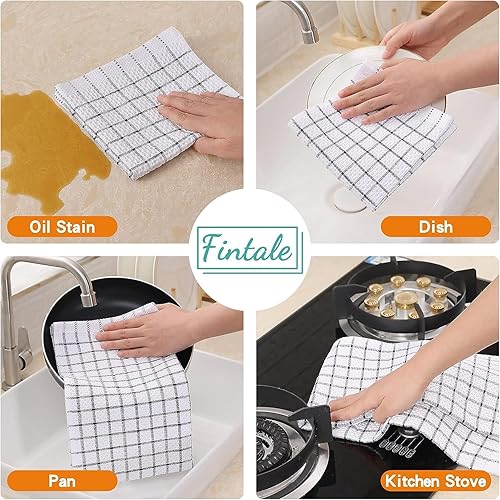 Miniatura 4 de Toallas de cocina 100% algodón con tejido de gofre, 15 x 25 pulgadas, paños de cocina súper suaves y absorbentes para secar platos, toallas de mano