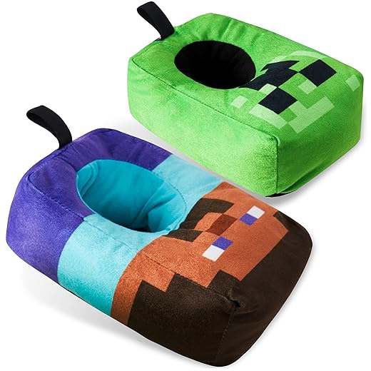 Minecraft Boys Slippers, Cozy Indoor House Shoes - Gamer Gifts for Boys