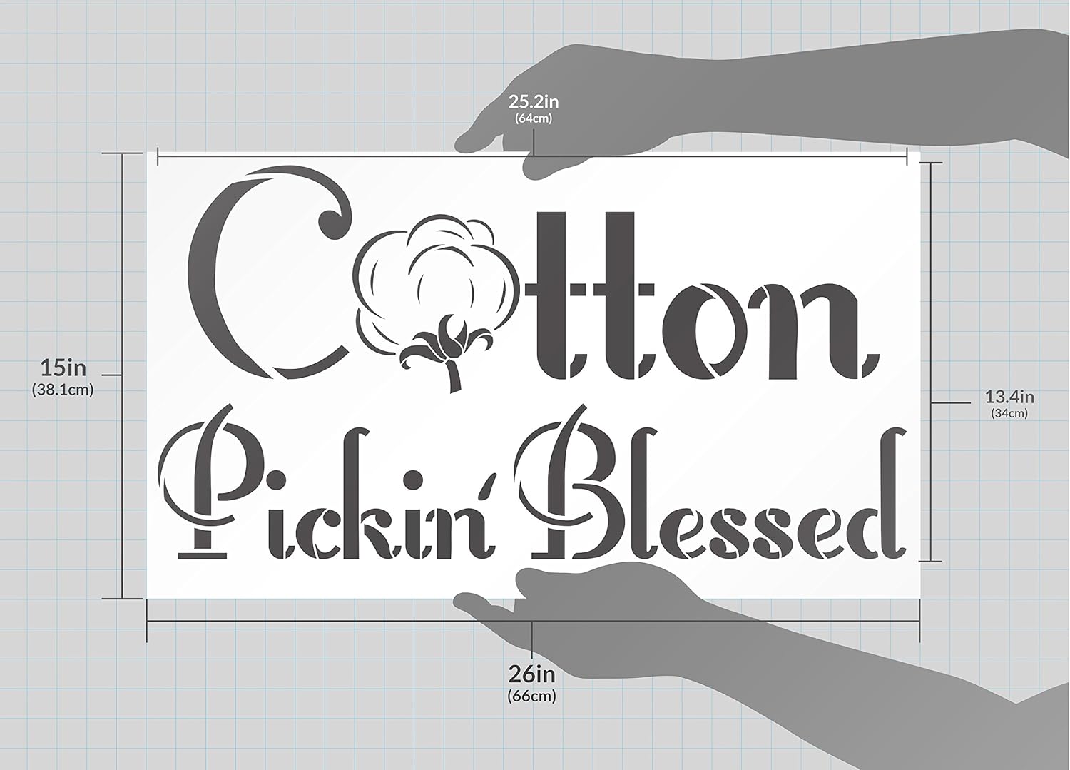 Cotton Pickin' Blessed Stencil by StudioR12 | Reusable Mylar Template | Use to Paint Wood Signs - Wall Art - Pallets - Pillows - DIY Southern Style Home Decor - Select Size (26 x 15)
