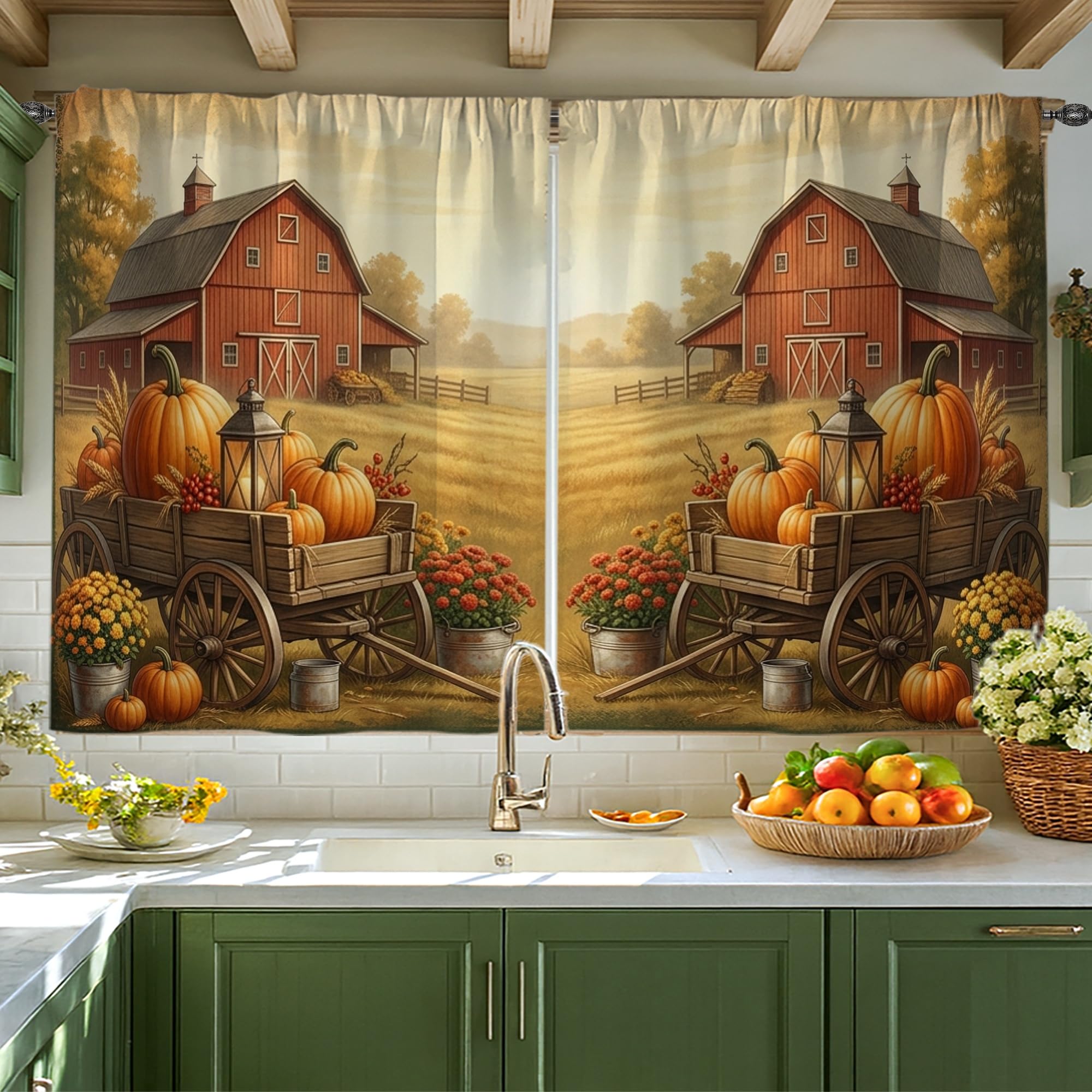 Rideaux rustiques citrouilles pour créer un cocon doux dans la cuisine