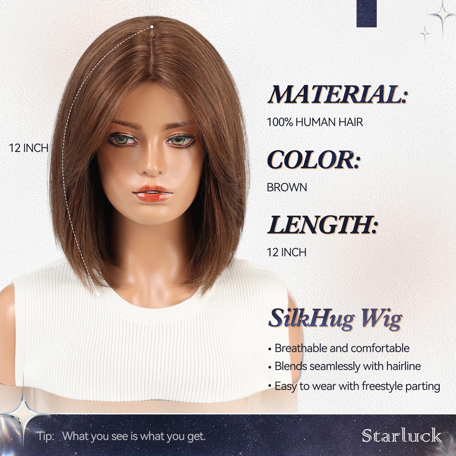 Amazon.com : starluck Human Hair Wigs for Women, Curtain  display picture 2
