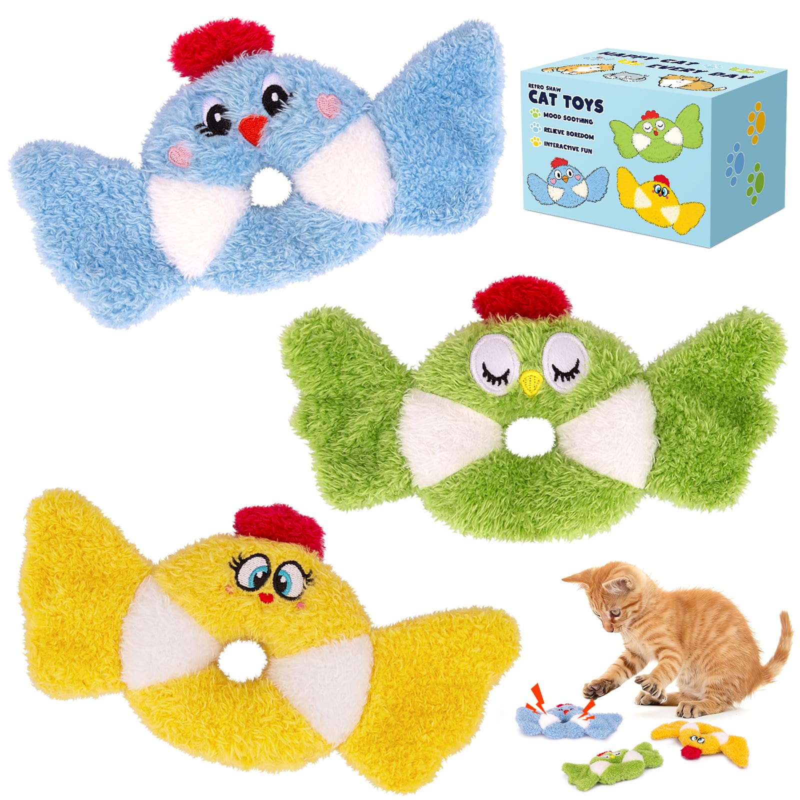 ETEKYER Cat Toys Bird, Catnip Toys for Indoor Cats, 3 Pack, 8.66 Inches
