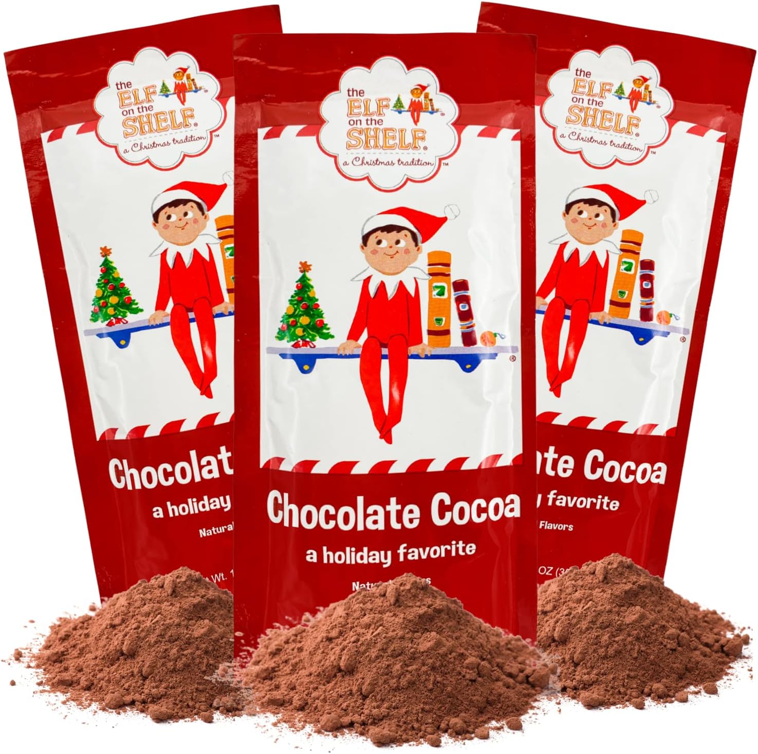 Holiday Elf Hot Cocoa, Chocolate Drink Mix Packets, Christmas Stocking Stuffer or Party Favor, Individually Wrapped, Pack of 3