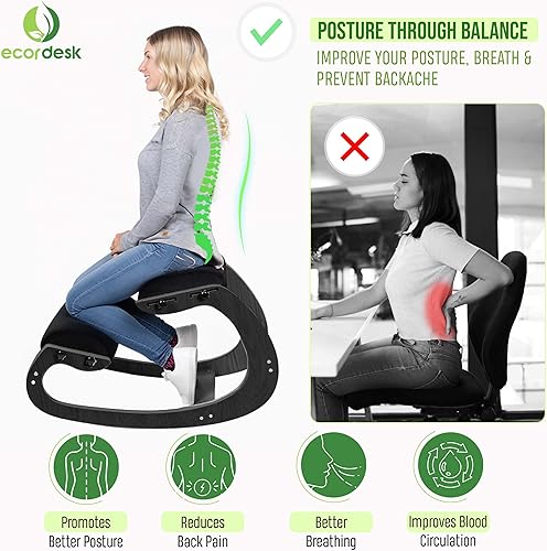 Miniatura 3 de Silla ergonómica, asiento ajustable, silla de oficina para escritorio, corrector de postura, cojín cómodo de alta calidad, mecedora de madera (marco