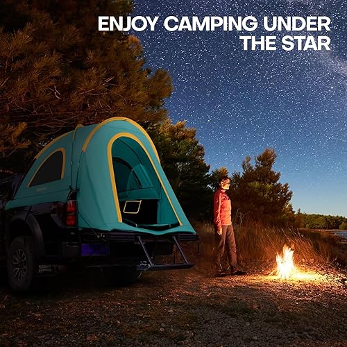 Miniatura 9 de Tienda de campaña para camioneta de 5.5 a 6.5 pies, tienda de campaña para 2 personas para camping, impermeable PU2000mm doble capa con lluvia,
