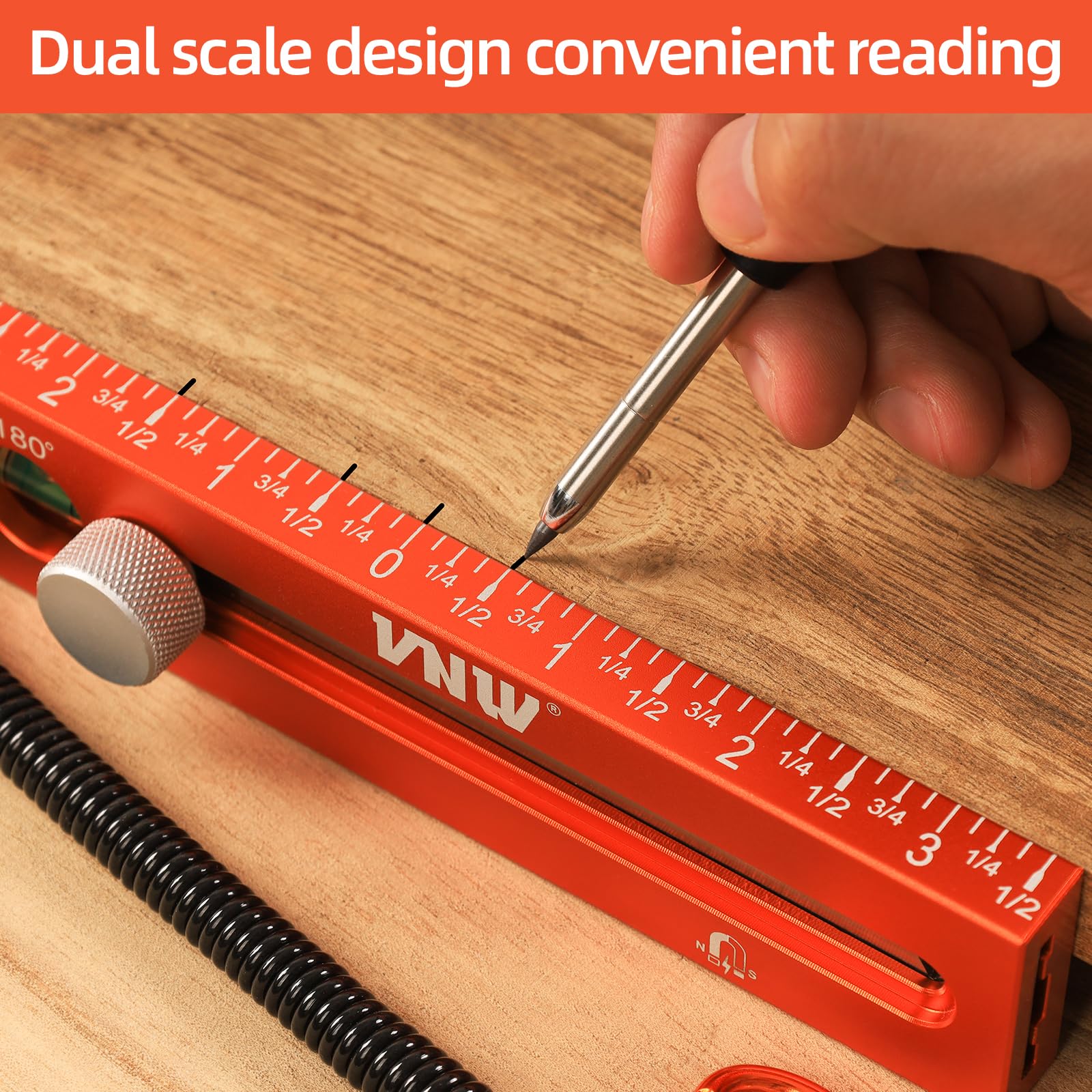 7" Aluminum Torpedo Level - Sliding Ruler & Magnetic Base -4