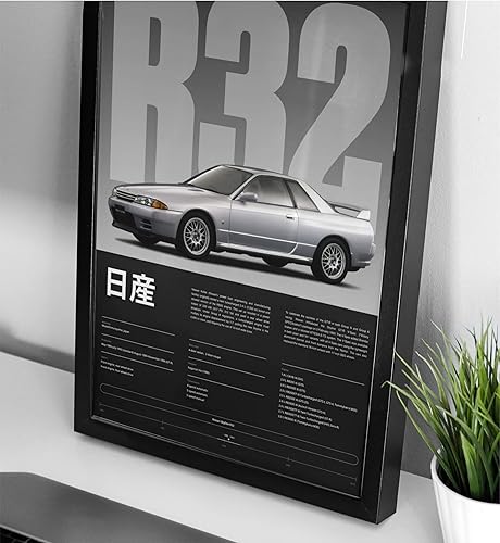 Miniatura 3 de Nissan Skyline R32 - Póster impreso para pared, hecho a mano para paredes del hogar y regalo de novio Turbo (12 x 18 pulgadas (sin marco)