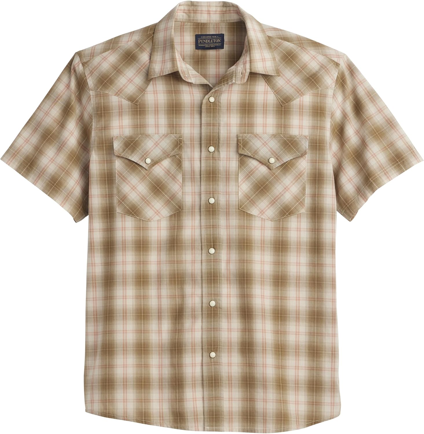 Pendleton Men's Short Sleeve Frontier Shirt, Cotton Polyester Short Sleeve, Machine Washable