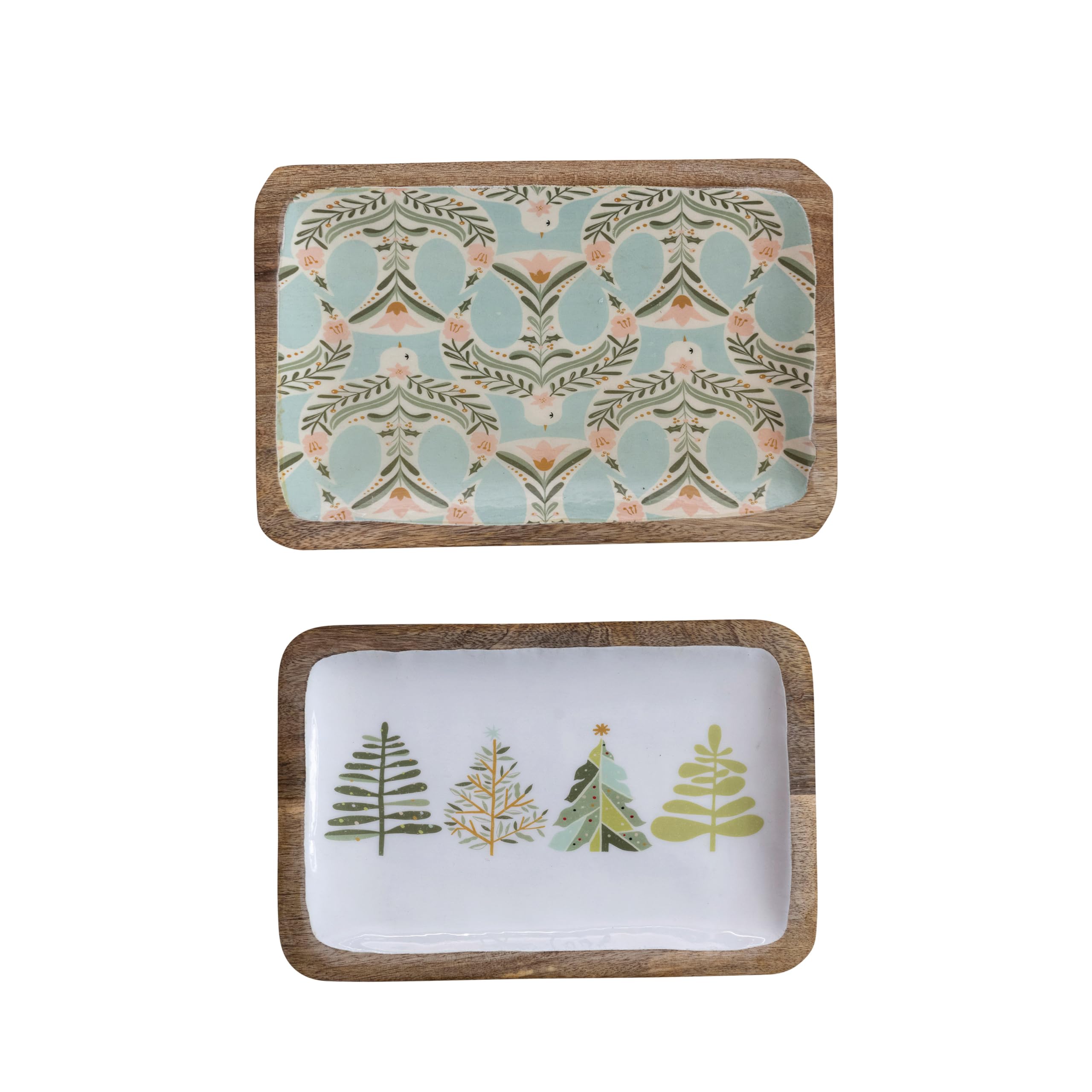 Amazon.com: Creative Co-Op Enameled Mango Wood Trays with