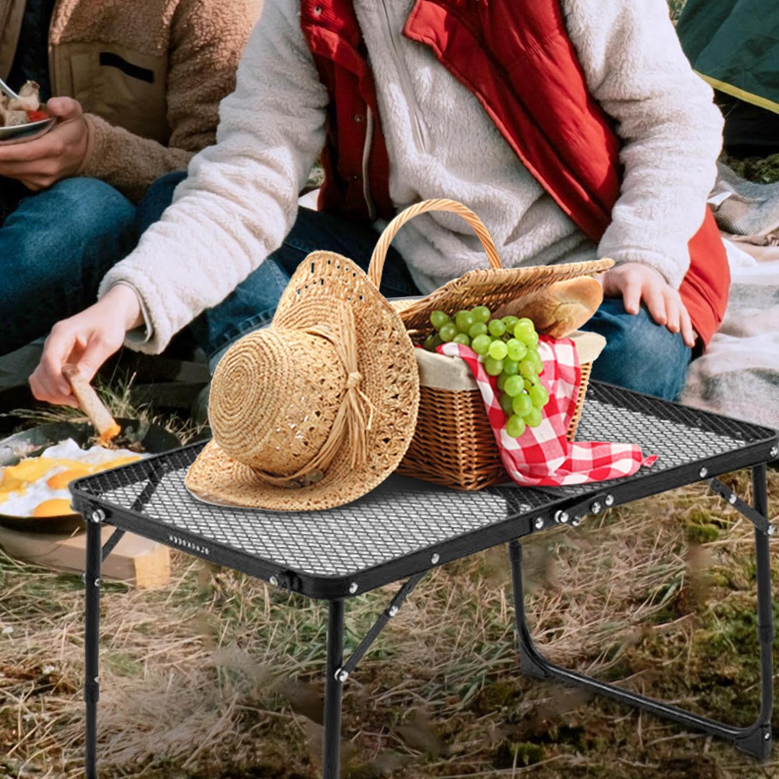 Składany Stół Grillowy Nierdzewny, Żaroodporny, Antypoślizgowy Sprzęt | Stoły kempingowe do kampera, grillowania na balkonie, pikników na plaży, obozu myśliwskiego, stoisk festiwalowych