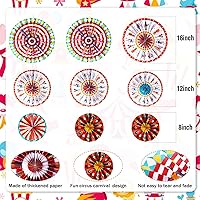 Vista 2 de Outus 9 abanicos de papel colgantes de carnaval, decoración de animales de circo, abanicos de papel para decoración de aula, carnaval, tema