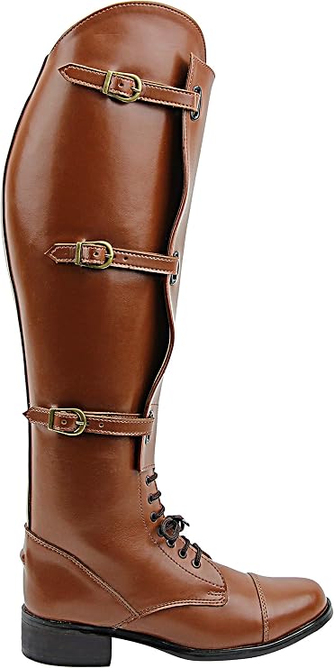 Women Ladies Crown Field Horse Riding Boots Stylish Fashion Equestrian Tan