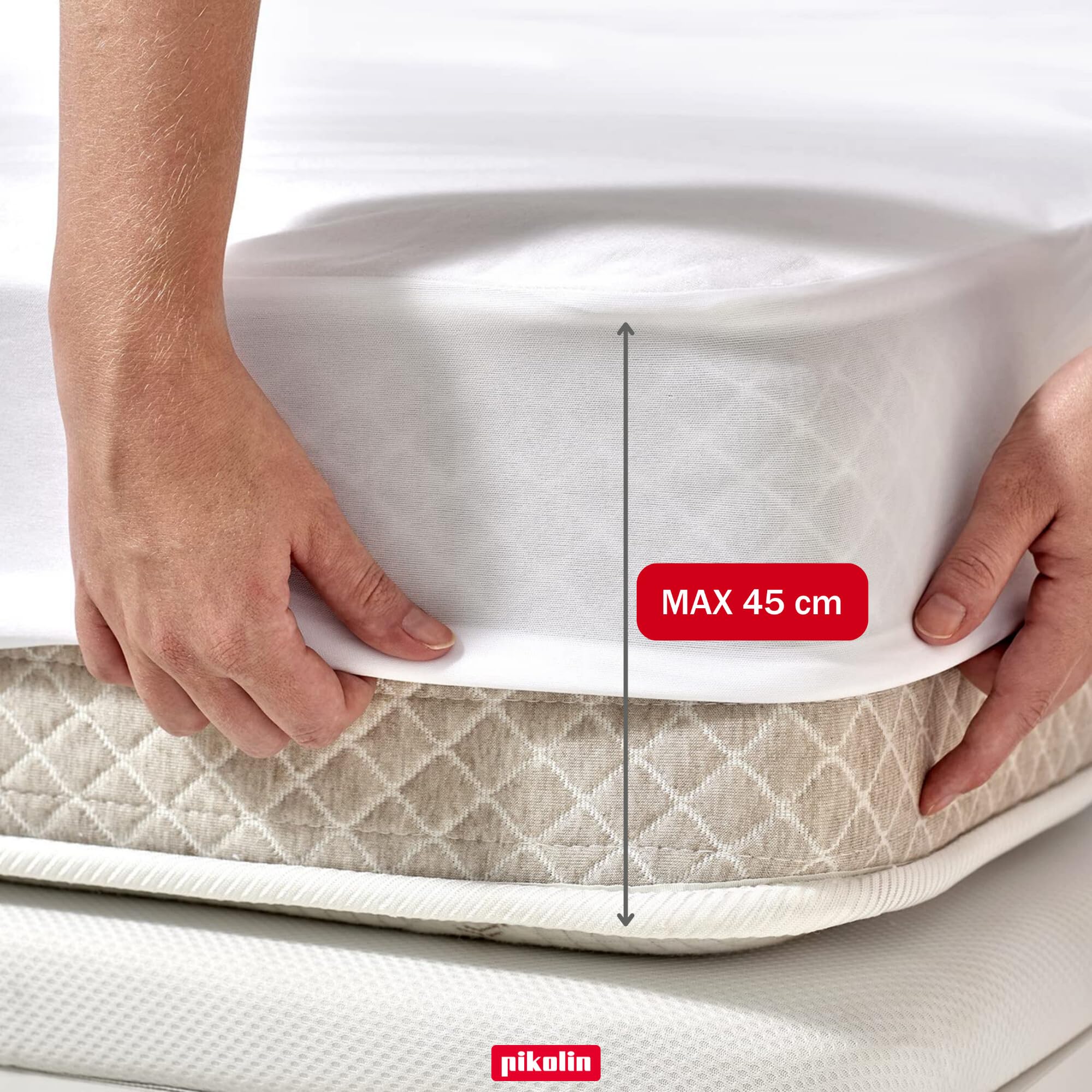 Pikolin Home - Coprimaterasso King Size in Tencel™ Hiper-traspirante, Imbottitura Tatto Piuma, Impermeabile e Termico, 180 x 190/200 cm, Faldone 45 cm