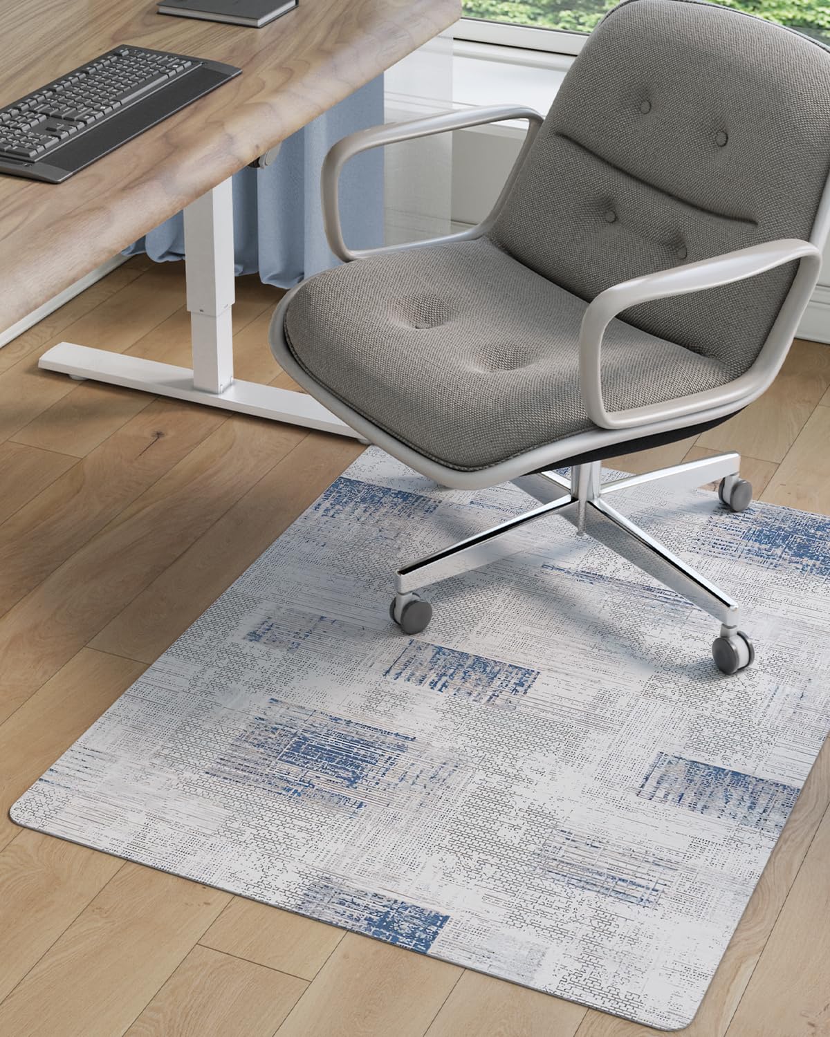 DEXI Office Chair Mat fo Hardwood Floor, Non Slip Scratch Resistant Waterproof Computer Desk Chair Mat, Office Floor Carpet for Rolling Chair, 35"x47", Blue