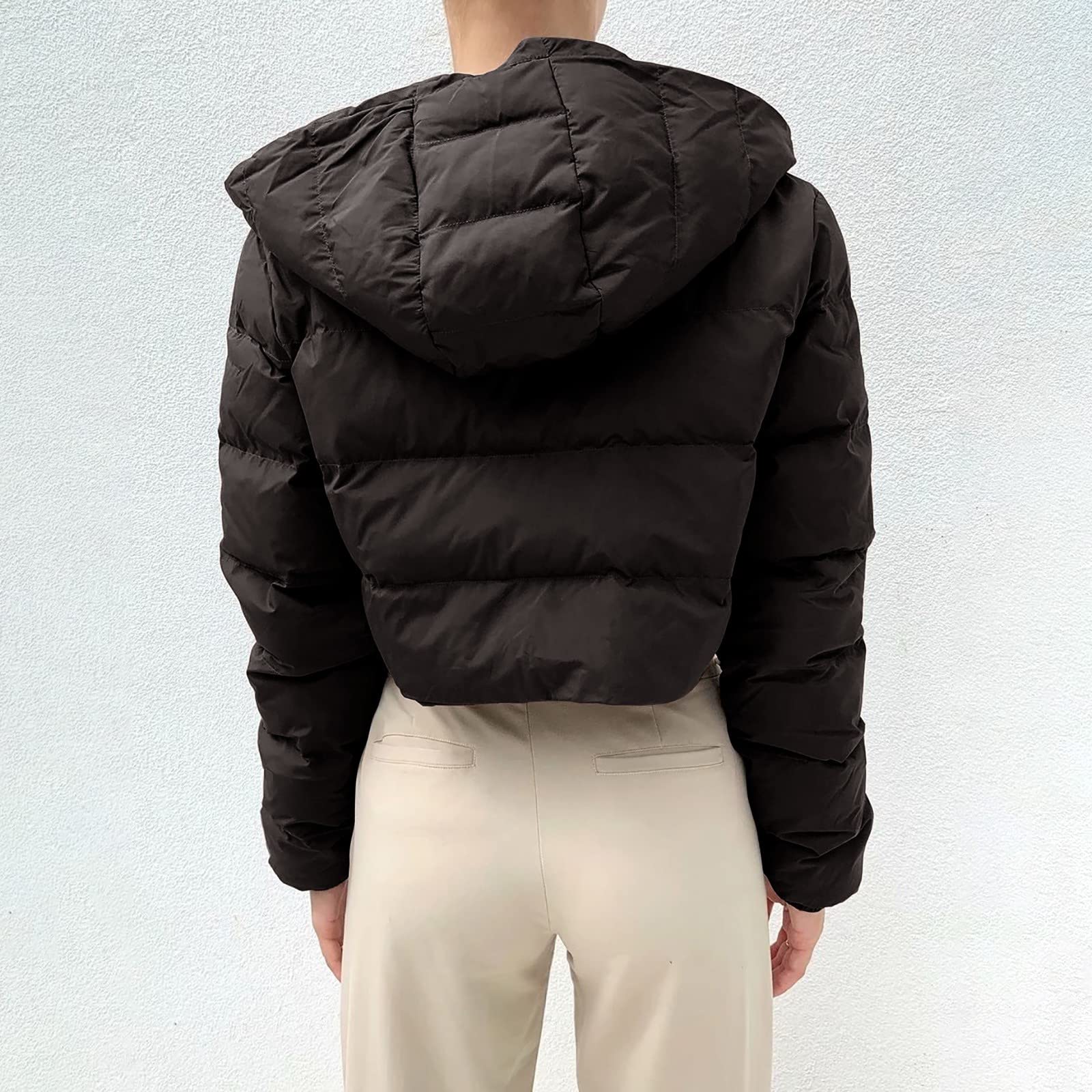 Cappotto Invernale da Donna Caldo Ispessito Soprabito Manica Lunga Cardigan Tinta Unita Giacca Corta con Cappuccio e Cerniera Cappotto Lana Doppio Giubbotto Invernale Donna Elegante