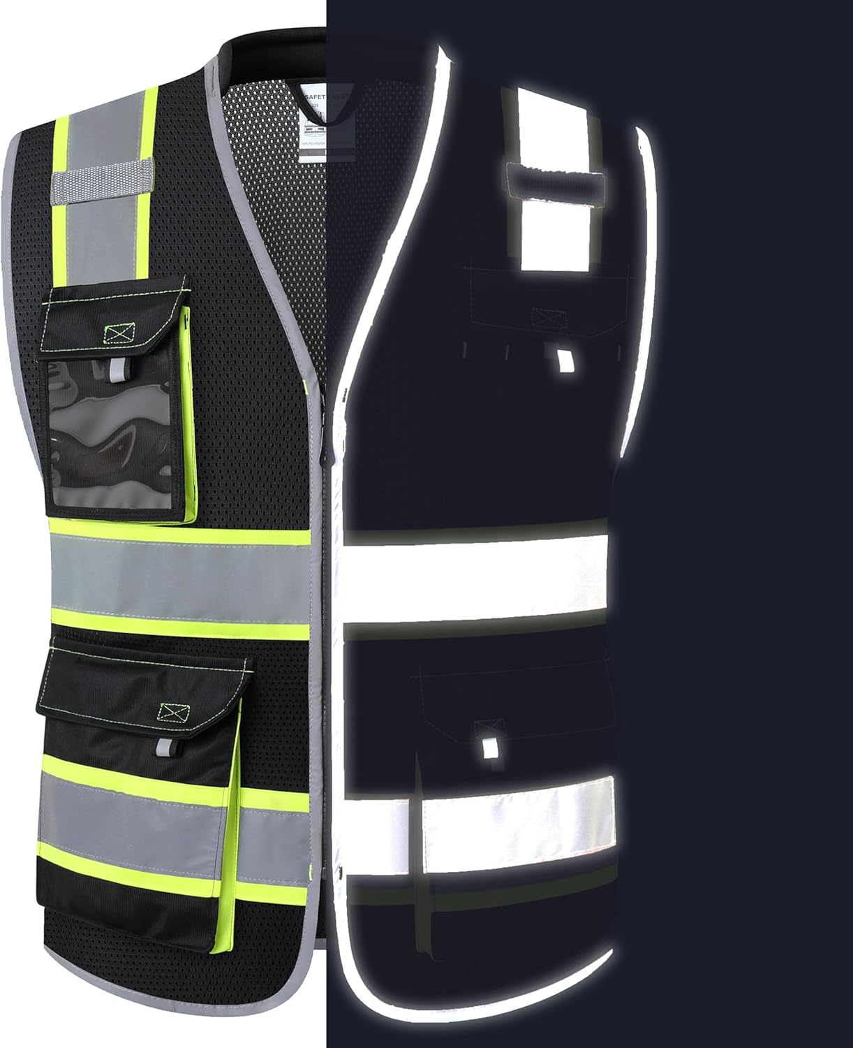 JKSafety Safety Vest for Men Women Hi Vis with Pockets and Cushioned Collar Construction Vest Meet ANSI Standard (BX360) - Image 3