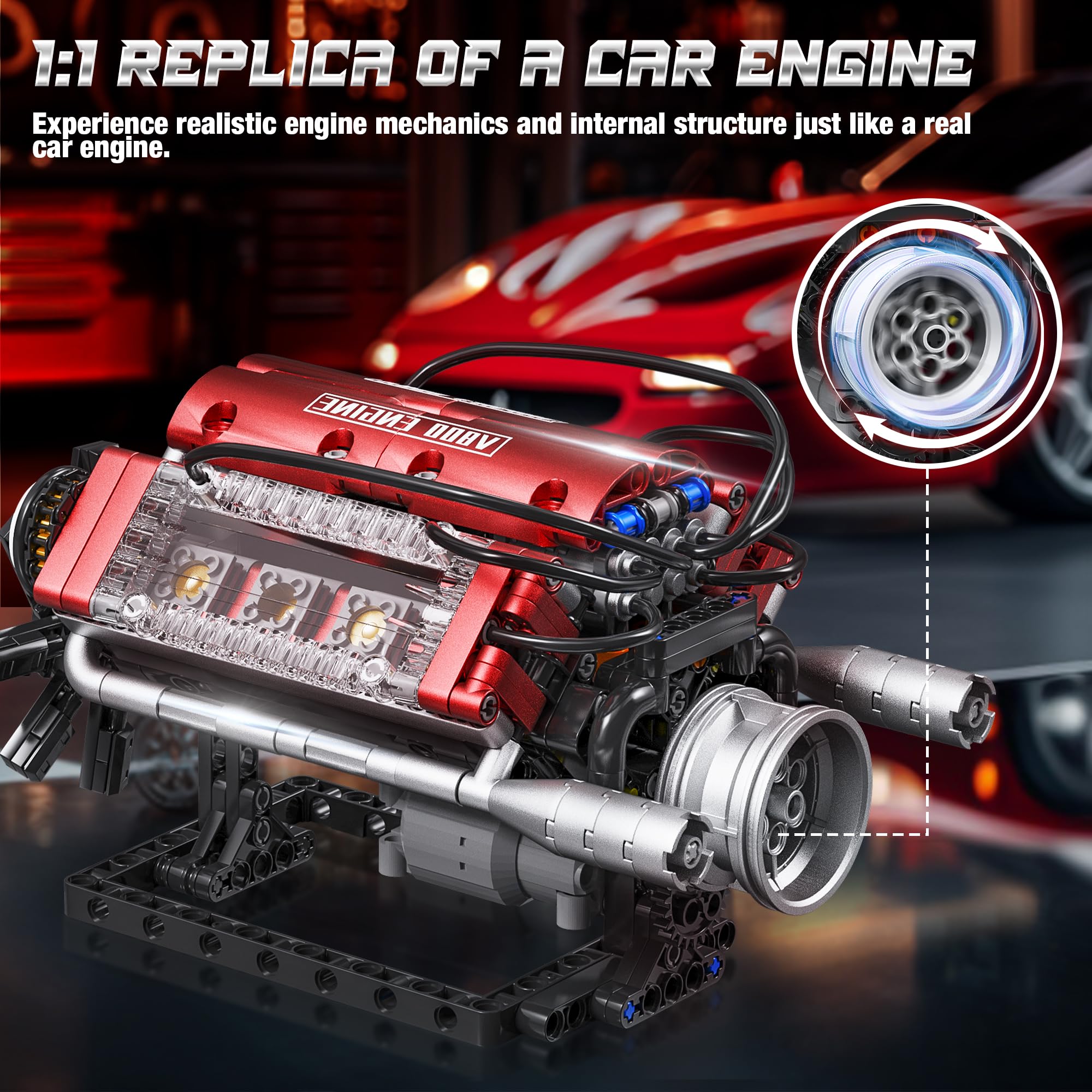Amazon.com: Tuajixz V8 Engine Building Blocks Sets, V8 Engine