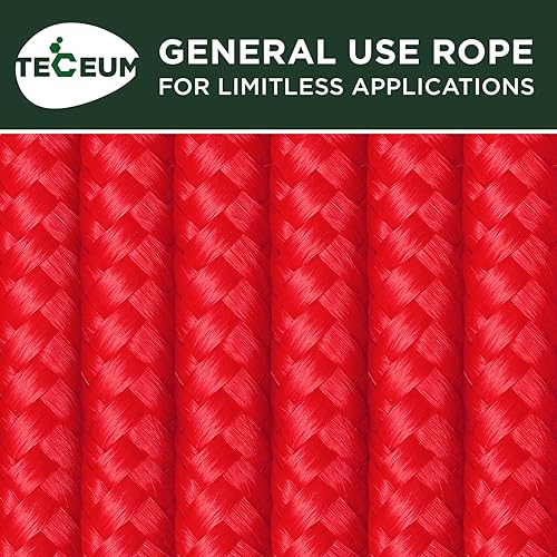Vista 94 de TECEUM Cuerda – 90 pies x 1/4 pulgadas (0.276 in) – Verde militar – Cuerda fuerte multiusos – Camping, manualidades, asta de bandera