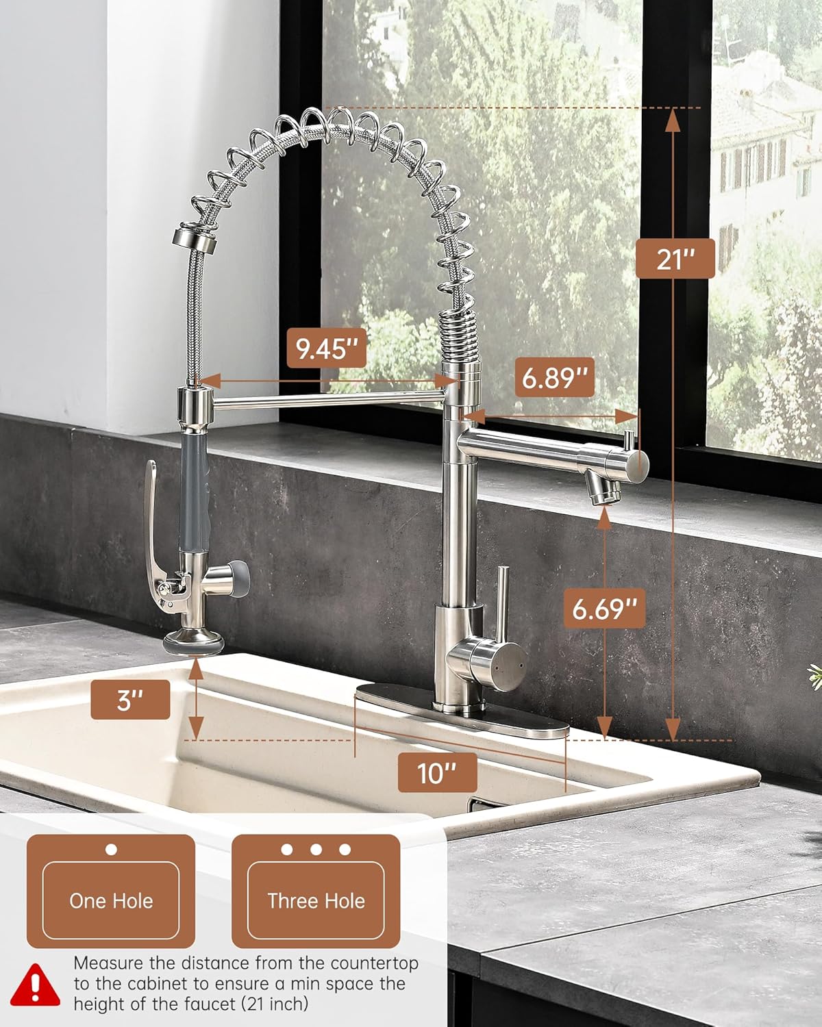 Fapully Kitchen Faucet with Pull Down Sprayer,Commercial Kitchen Sink Faucet with Deck Plate,Brushed Nickel