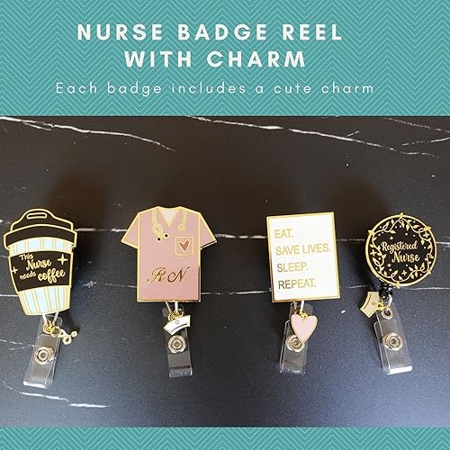 Vista 5 de First Lifesaver - gafete de identificación de enfermera – Carrete retráctil con dije para enfermeras, estudiantes de enfermería, NP (Be Kind)