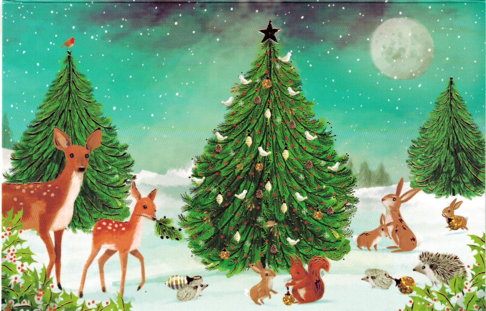 Roger la BordeHeart of the Forest Christmas Double-Sided Folded Gift Wrap 2 Sheets 19 in x 27.5 in