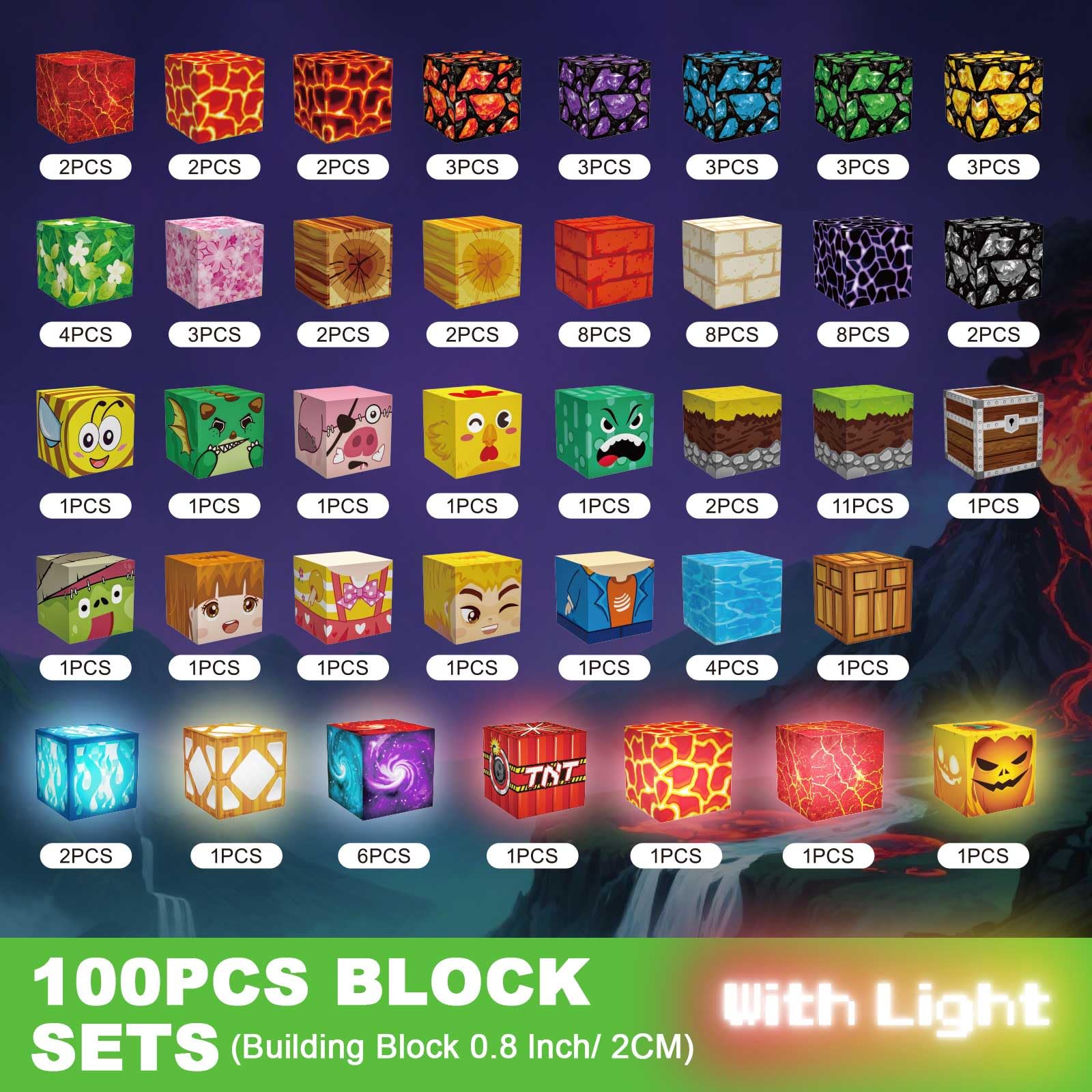 Costruzioni Magnetiche per Bambini 100 PCS 2CM 3+ Giochi Cubi Magnetici, Blocchi Building Blocks Giocattoli Montessori a Partire da 3 4 5 6 7 8 9 10 11 12 Anni Regali di Compleanno per Ragazzi