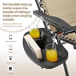 Yaheetech 3PCS Zero Gravity Recliner Portable Outdoor Reclining Chair Set w/Side Table Folding Chaise Lounge Chairs for Patio Beach Deck Garden Pool Beige