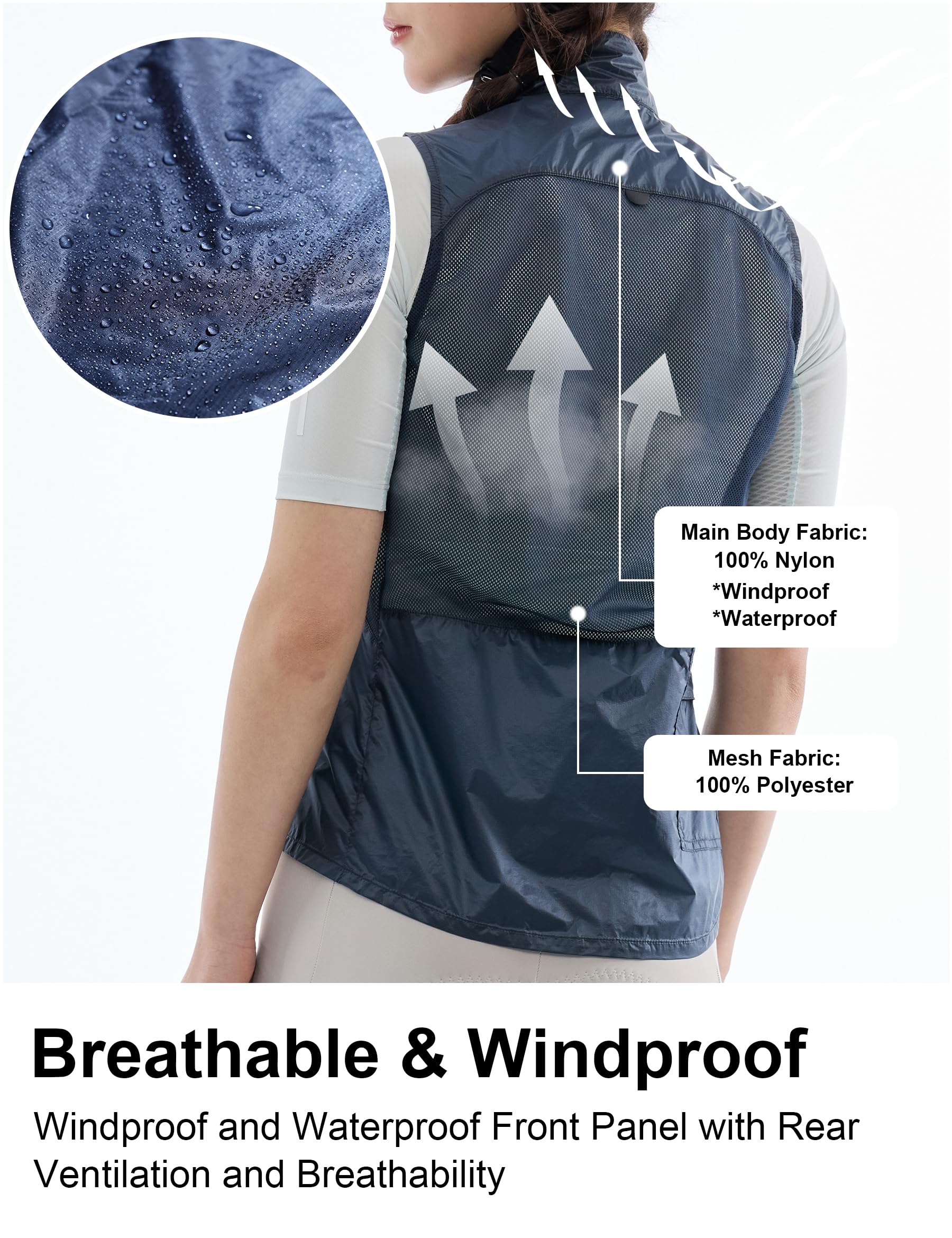 INBIKE Gilet de Cyclisme Femme léger Gilet Course Vent coupe-vent et imperméable Respirant avec Doublure en Poche de Rangement