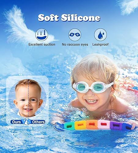 Miniatura 4 de Aegend Paquete de 2 gafas de natación para niños de 4 a 16 años, para niños y niñas, jóvenes, antivaho e impermeables anti-UV