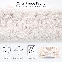 Vista 3 de DOOBO Paquete de 3 diademas de spa de microfibra con pajarita para mujer, para lavar la cara, blanco, gris, rosa