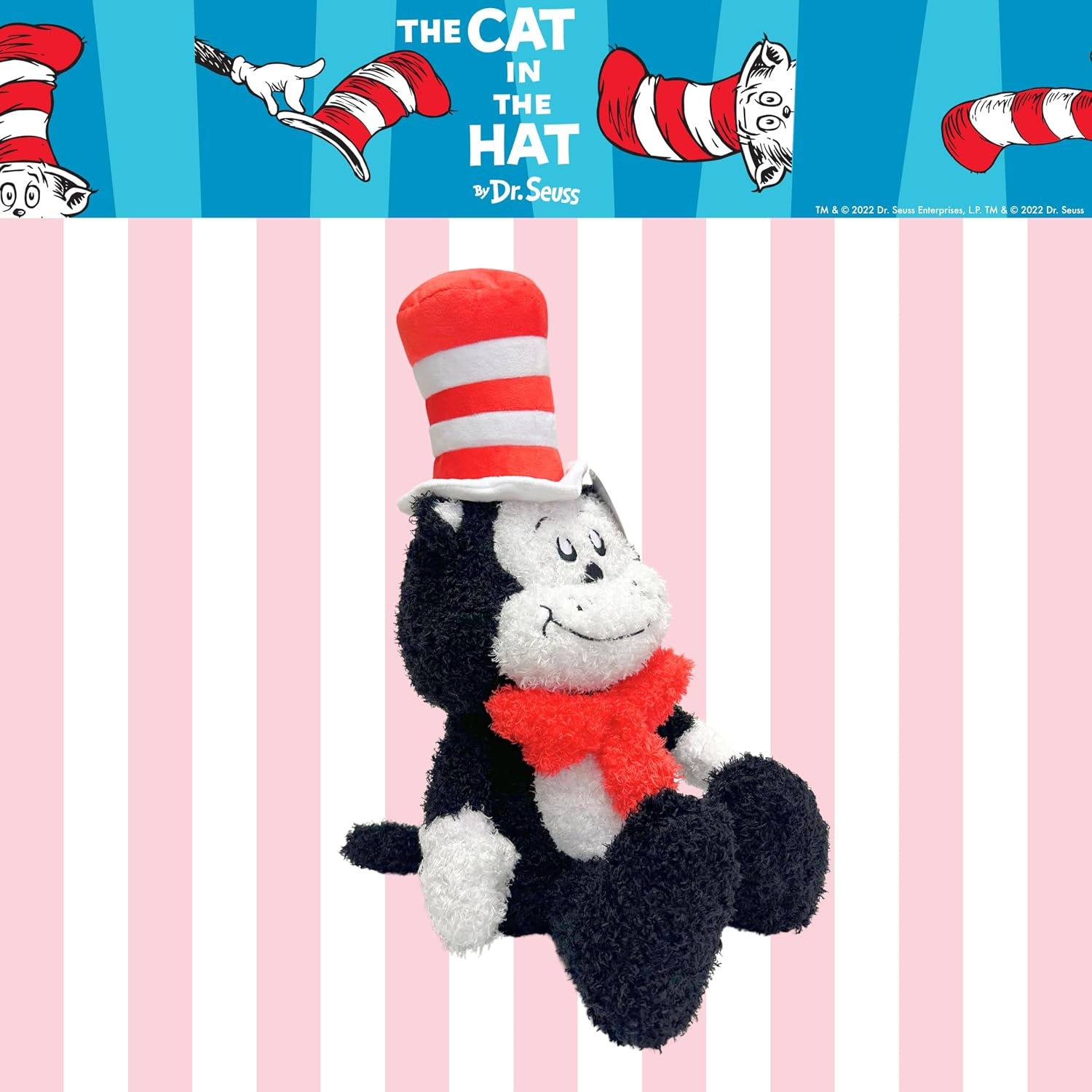 Dr. Seuss Cat in The Hat Bedding Weighted Cuddle Pillow – 3lb Soft Plush & Cozy Pillow for Comfort, (Officially Licensed Product) By Franco Calm