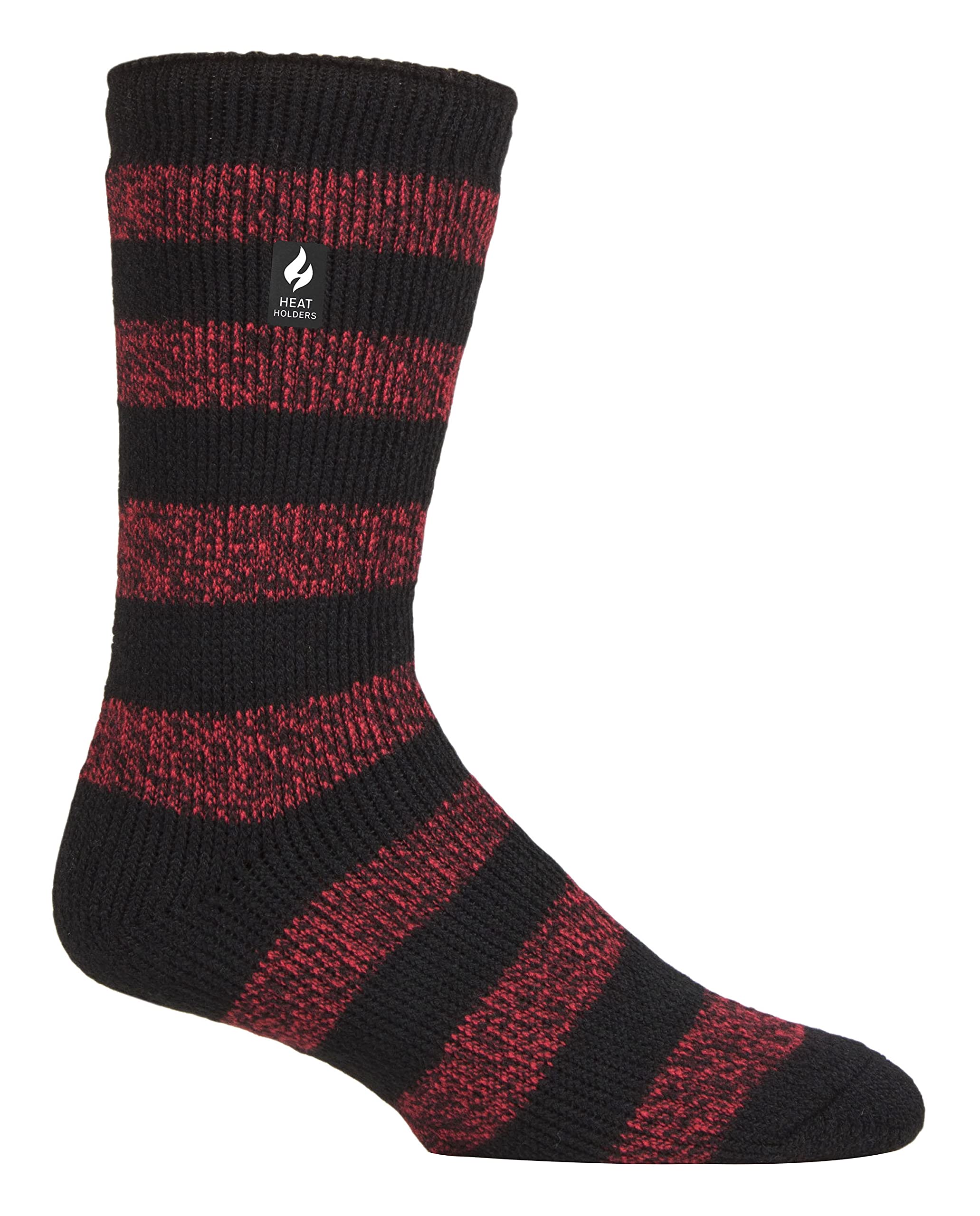 Heat Holders Men's Black / Red (Palermo) - Extra Thick Thermal Socks For Winter | Warm Fluffy Fleece Insulated Socks | Gifts For (6-11, Black/Red (Palermo))