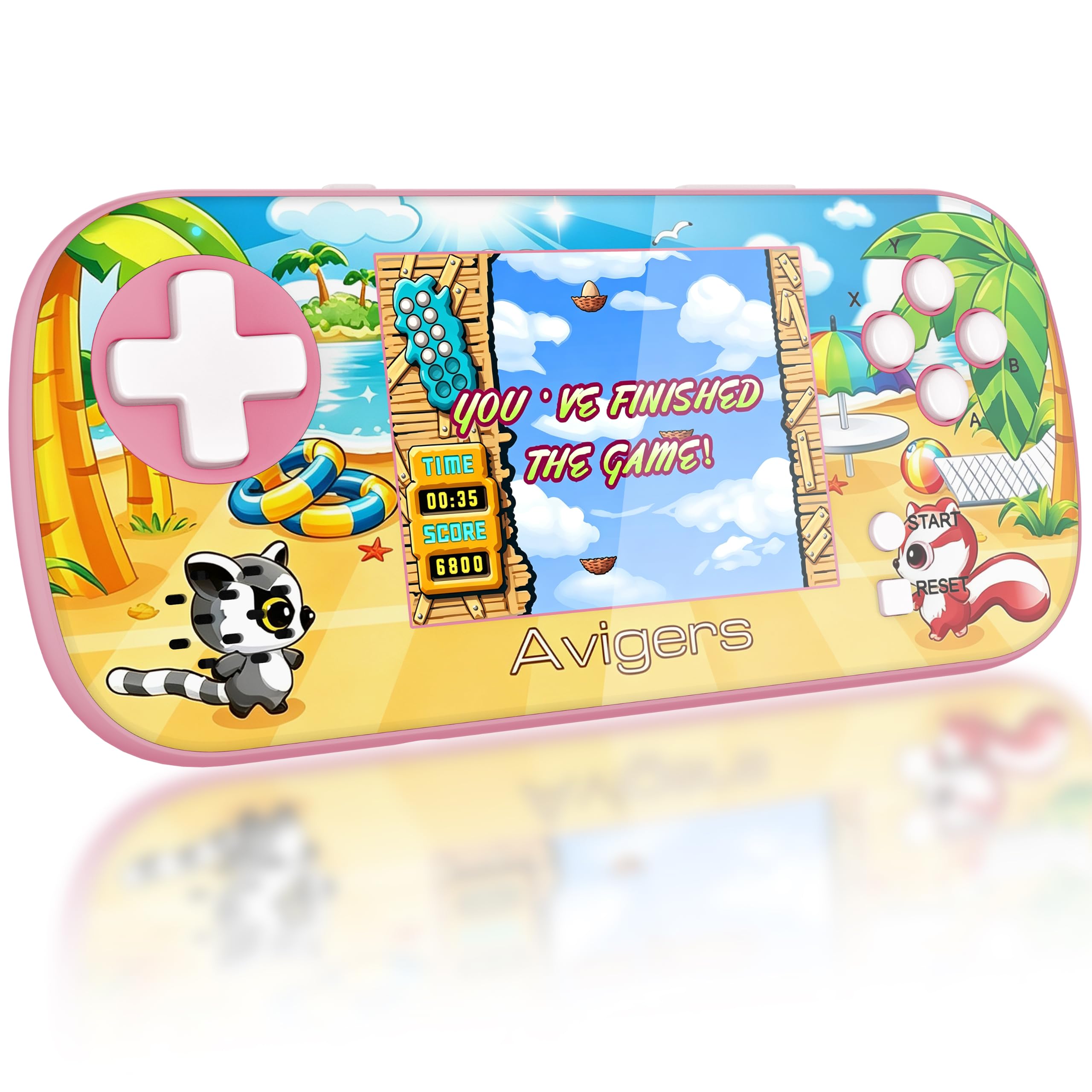 Avigers Handheld Game Console for Kids, Retro Gaming Console with 220 Preloaded Games, 3.5-Inch Color Screen, USB-C Rechargeable Portable Game System, Travel Toy Gift for Boys and Girls, Pink — image 1