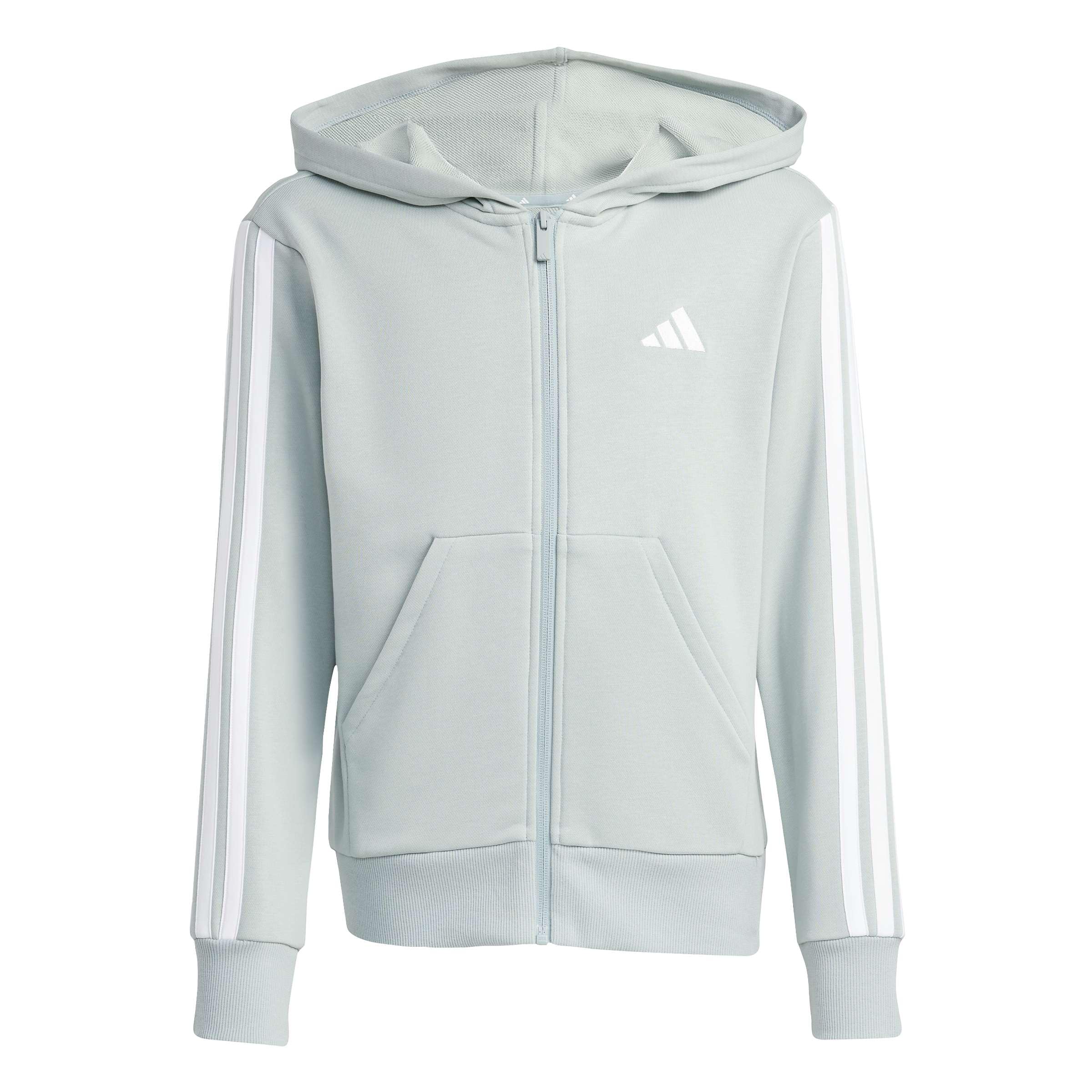 adidas Girl's ESSENTIALS FULL ZIP HOODIE, Wonder Sage/white, 9-10 Years