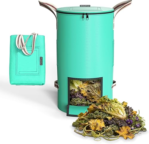 Miniatura 10 de Contenedores de abono para exteriores, 32 galones, reutilizables, para jardín, patio, bolsa de basura transpirable gruesa y plegable con 4 asas para