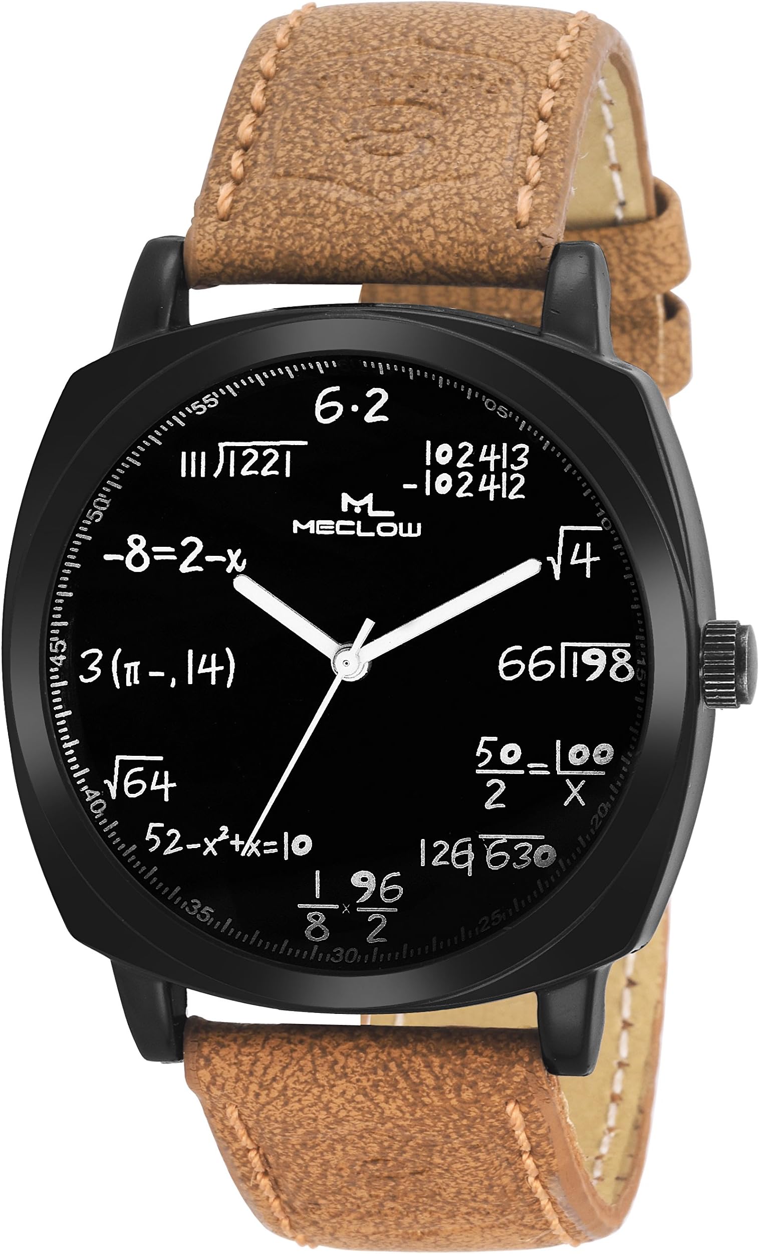 Meclow Analogue Men's Watch (Black Dial Brown Colored Strap)