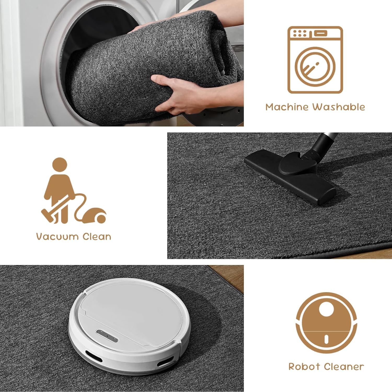 Pettop 5x7 Black Grey Area Rugs for Living Room Bedroom, Thickened Memory-Foam Throw Carpet, Modern Minimalist Super Soft Kids Boys Girls Rug, Non-Slip and Washable Carpets for Dorm Home Decor